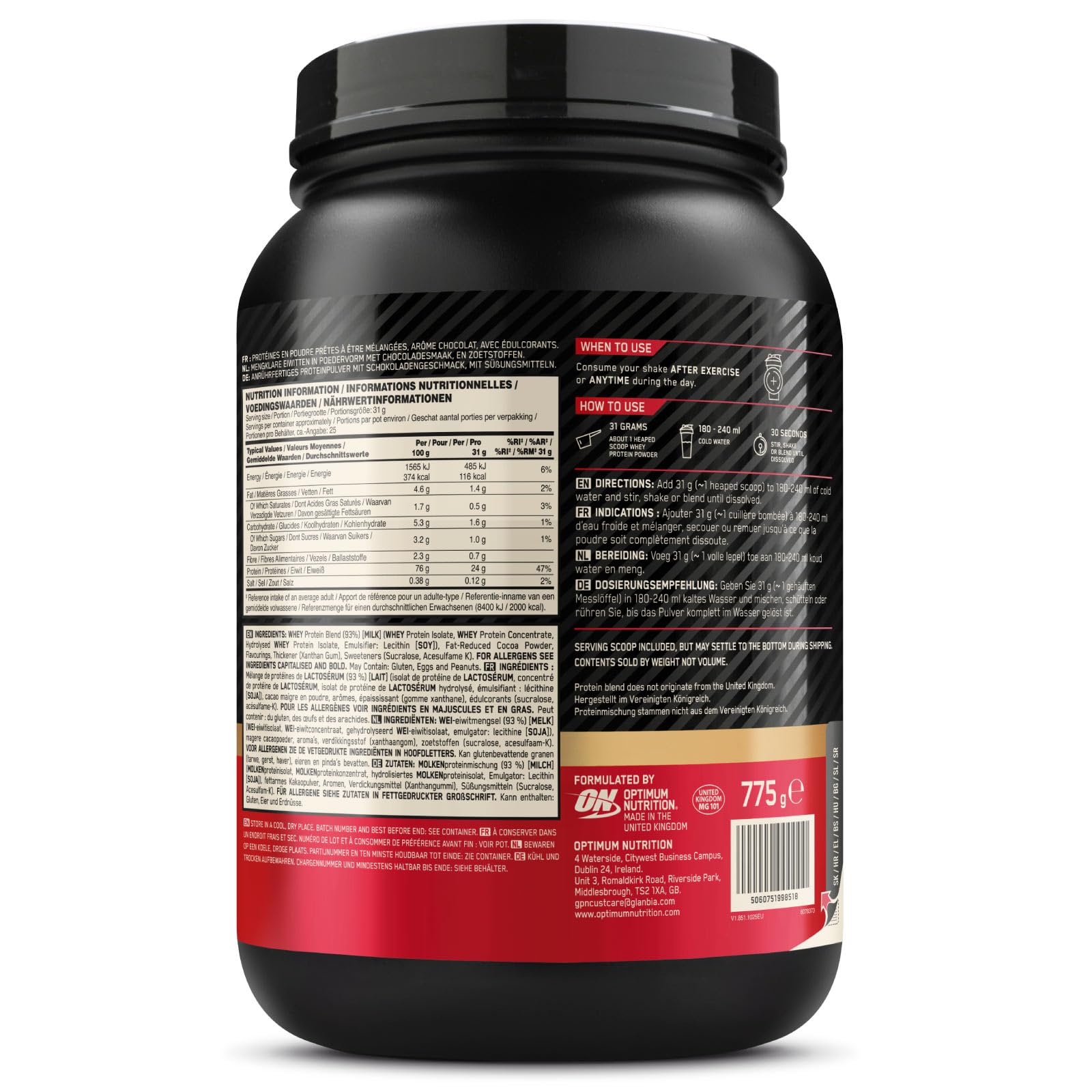 Optimum Nutrition Gold Standard 100% Whey Proteine in Polvere e Aminoacidi Doppio Cioccolato 775g 25 Porzioni + Micronised Creatine Monohydrate Performance Non Aromatizzata 317g 93 Porzioni