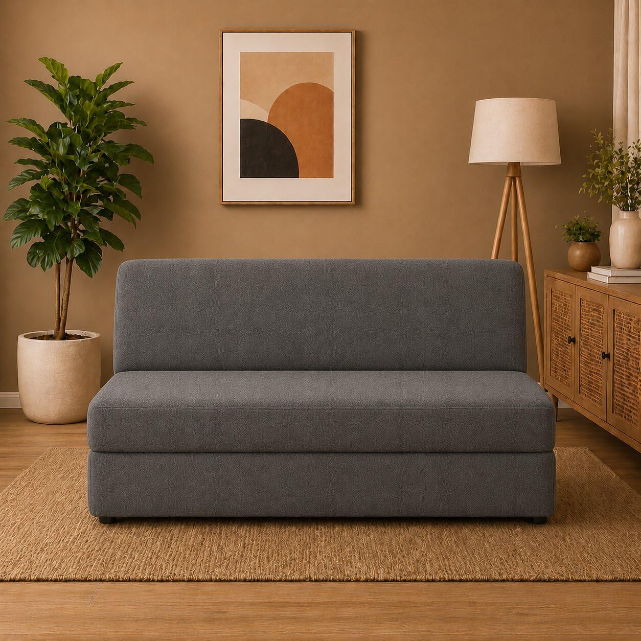 PUM PUM 2-Seater Foldable Sofa Cum Bed with EPE Foam, Convertible Floor Couch, Lightweight Folding Mattress for Adults, Guests & Lounging,Grey-image-46