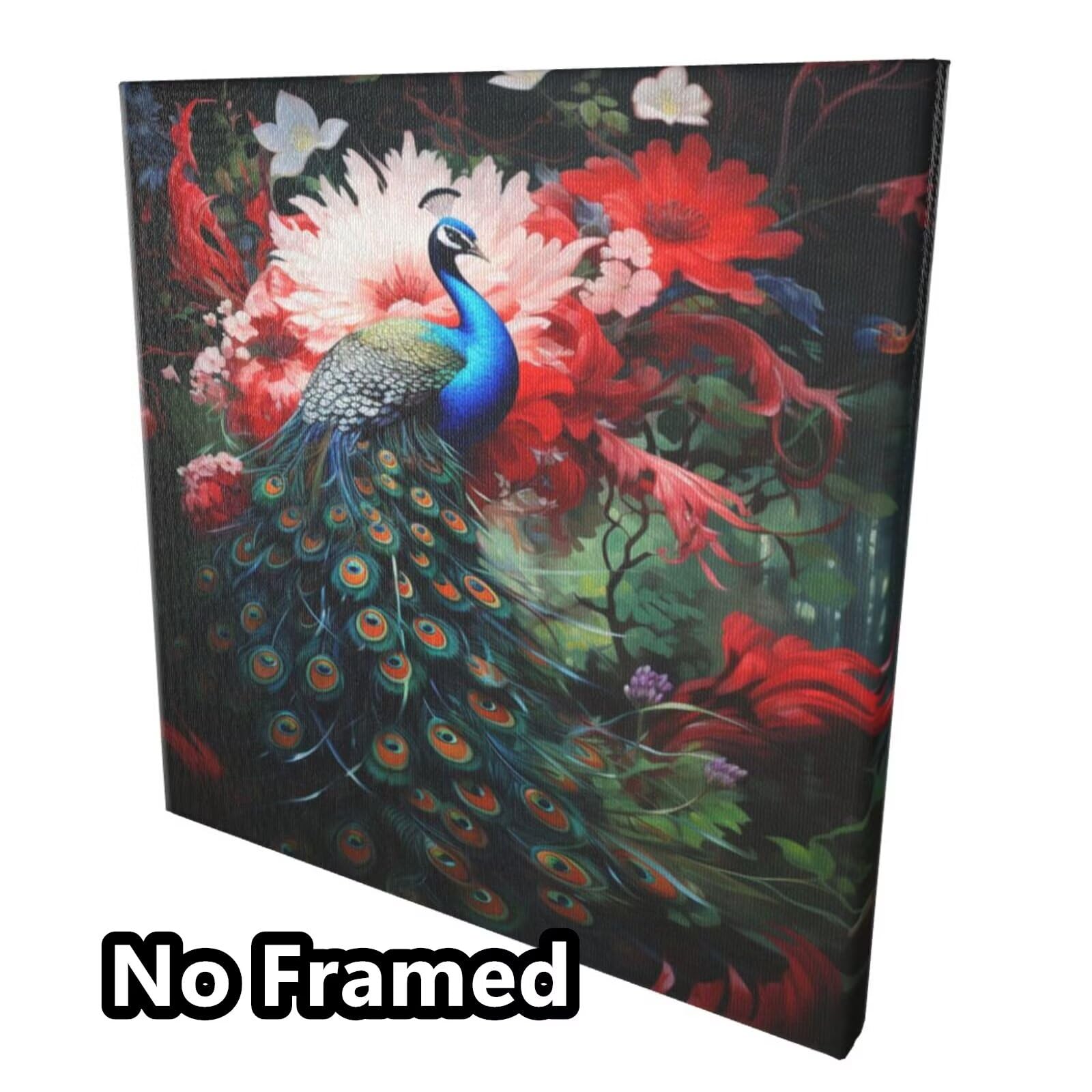 Malen nach Zahlen Erwachsenen-Set, Pfau, Blume, Malen nach Zahlen für Anfänger, Acryl-Peinture a Numero mit 6 Pinseln, DIY-Ölgemälde, Kunsthandwerk für Wanddekoration – (65 x 65 cm, rahmenlos) MK41