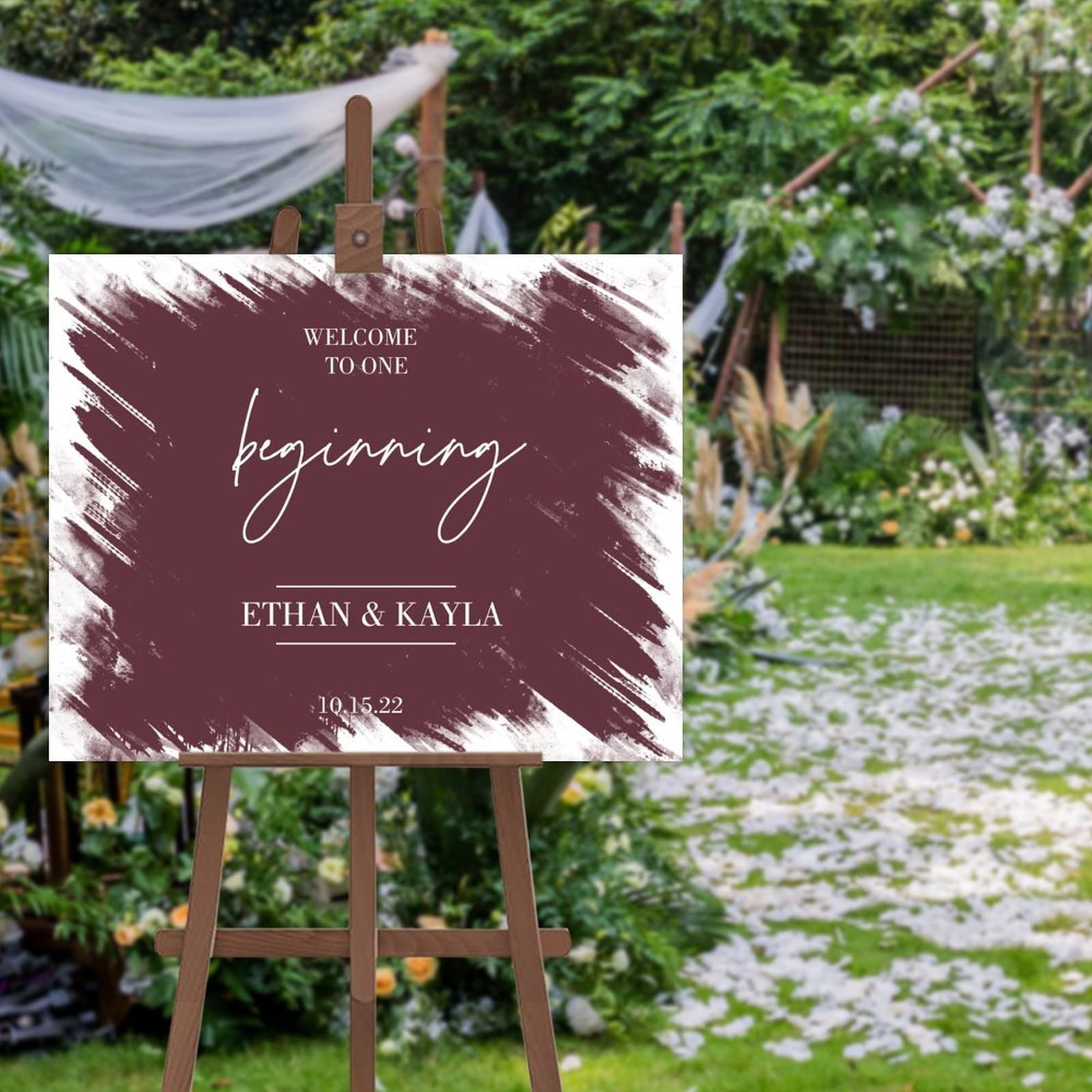 Prosty znak ślubny powitalny niestandardowy znak ślubny oznakowanie wykonane na zamówienie dowolne imię ceremonia ślubna znak tablica tabliczki imprezowe 45 x 61 cm