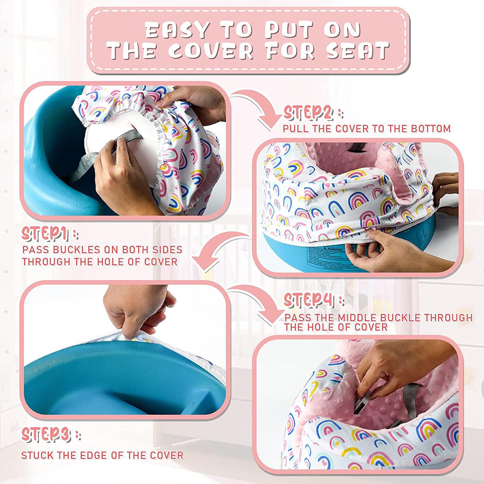 Seat Cover Compatible with Bumbo Seat and Nuby Seat,Floor Seat Cover for Boys and Girls,Removable Breathable Baby Seat Cover,New Designed,Anti-Slip,Seat Not Included (Fish Scale) - Image 3