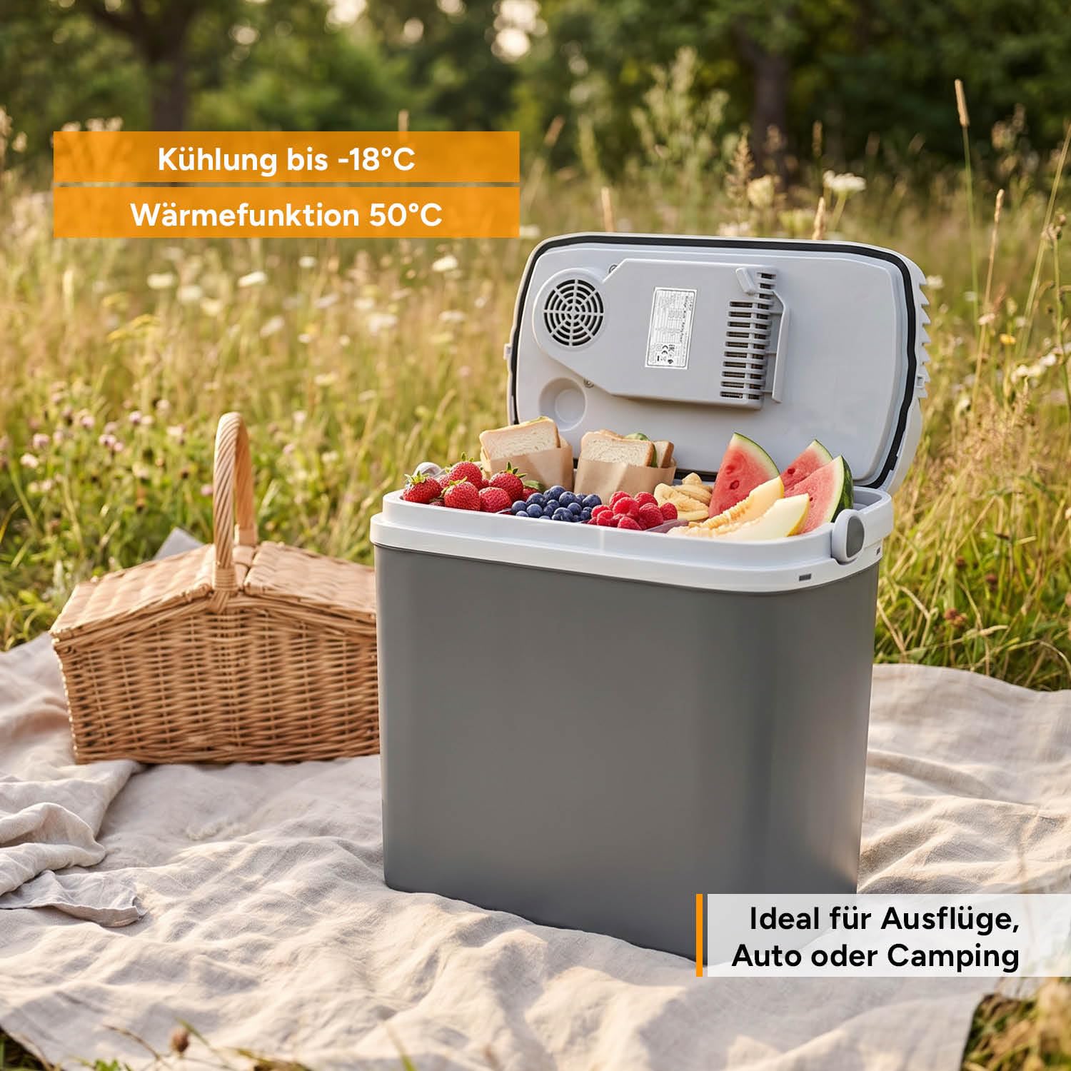 TZS First Austria Thermoelektrische Kühlbox 20L 12V/230V/USB-C PD 3.0 Kühlen Wärmen Grau