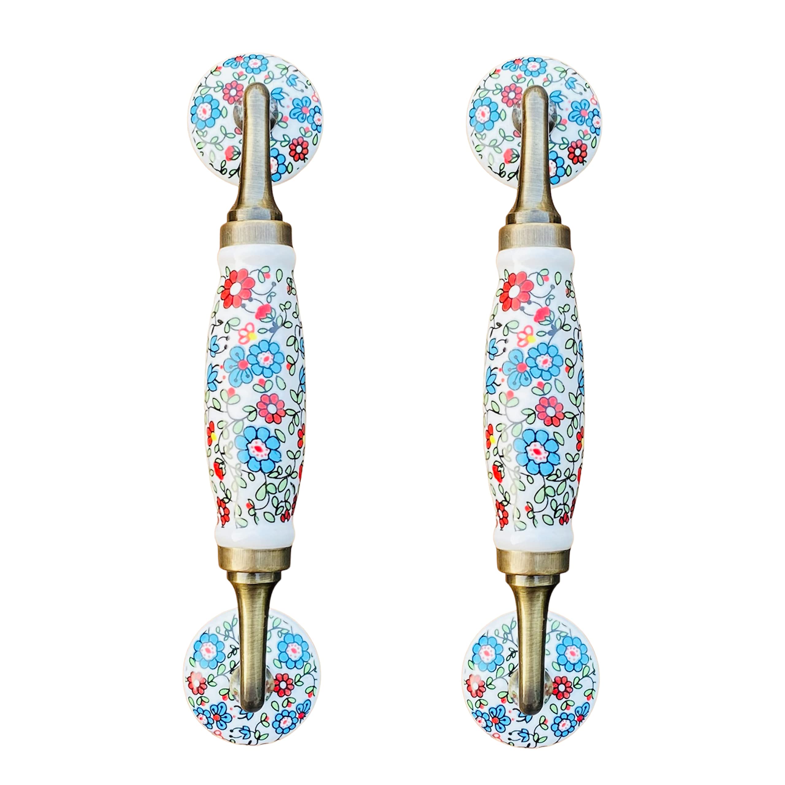 Maison Belle Ceramic Door Handle Gold Antique Finish - (Size 8.5 Inch) - Hole to Hole 6.5 INCH (Pack of 1) (Multi Flower 8.5 INCH) (B0BM816XT9) Amazon Price History, Amazon Price Tracker