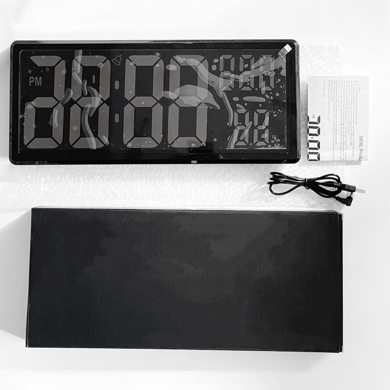 Milageto Reloj de Pared Digital Grande con Temperatura Interior y Humedad, Reloj electrónico de Gran número para de Noche, Blanco