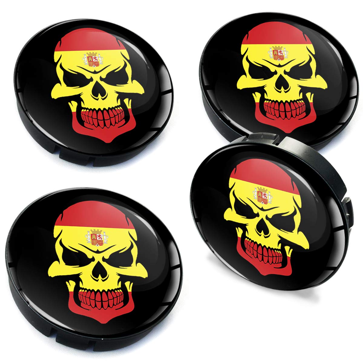 Biomar Labs® 4 X 60mm 3D Enjoliveurs Cache-moyeu Pour Jante Moyeu De Roue Punisher Skull Crâne Drapeau National Italie Italien Italy C 90Z