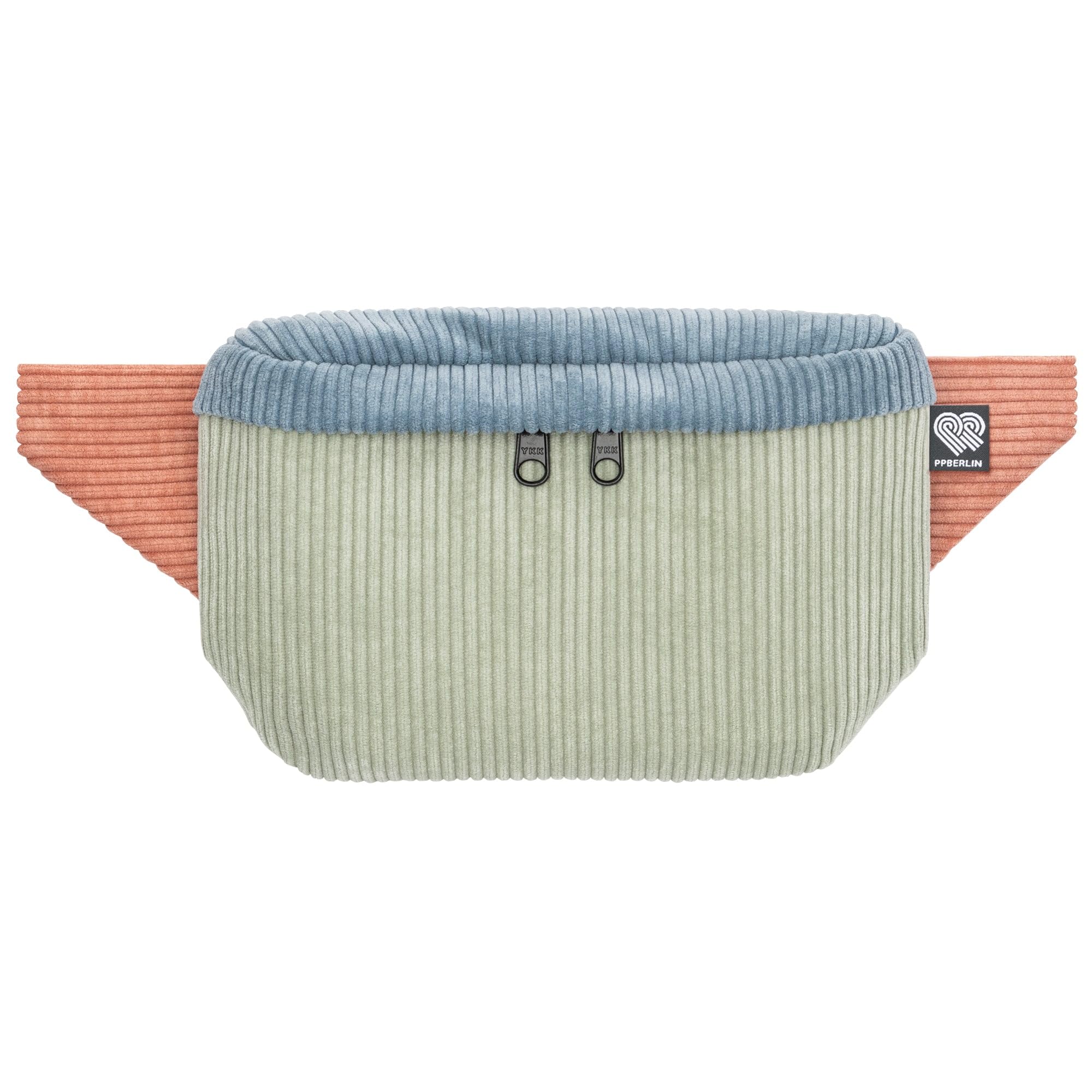 Bauchtasche eckig, Cord Mint/Hellblau/Rosa, vegan, Handmade in Berlin für Damen, Herren, Unisex. Hipbag, Crossbody Bag, Schultertasche, Hüfttasche
