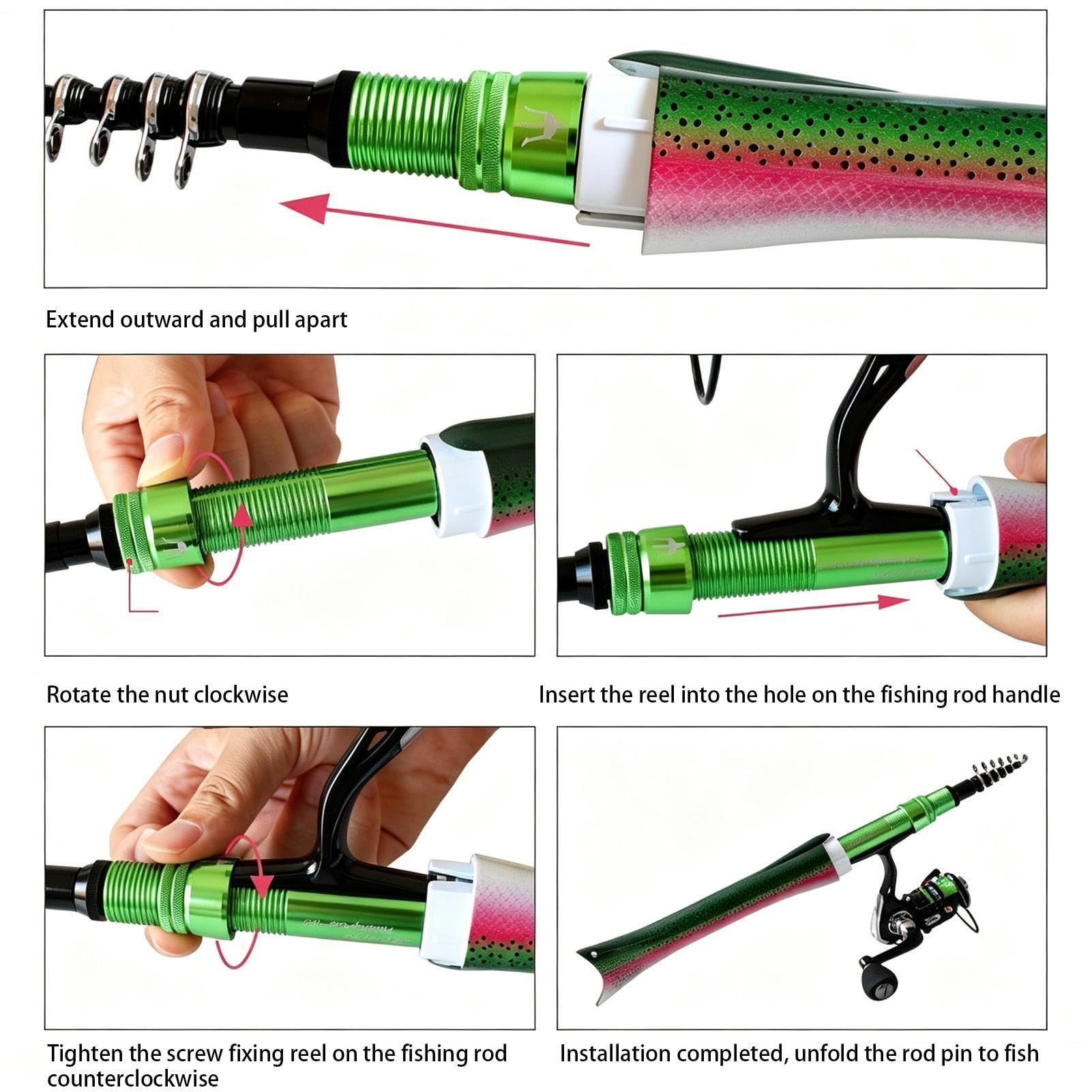 Kleines Angeln Set – Faltbare Taschenrute mit Rollen Combo, Leichte Surfausrüstung Salzwasser | Spinnrute für Küste, Trolling, Geschenk