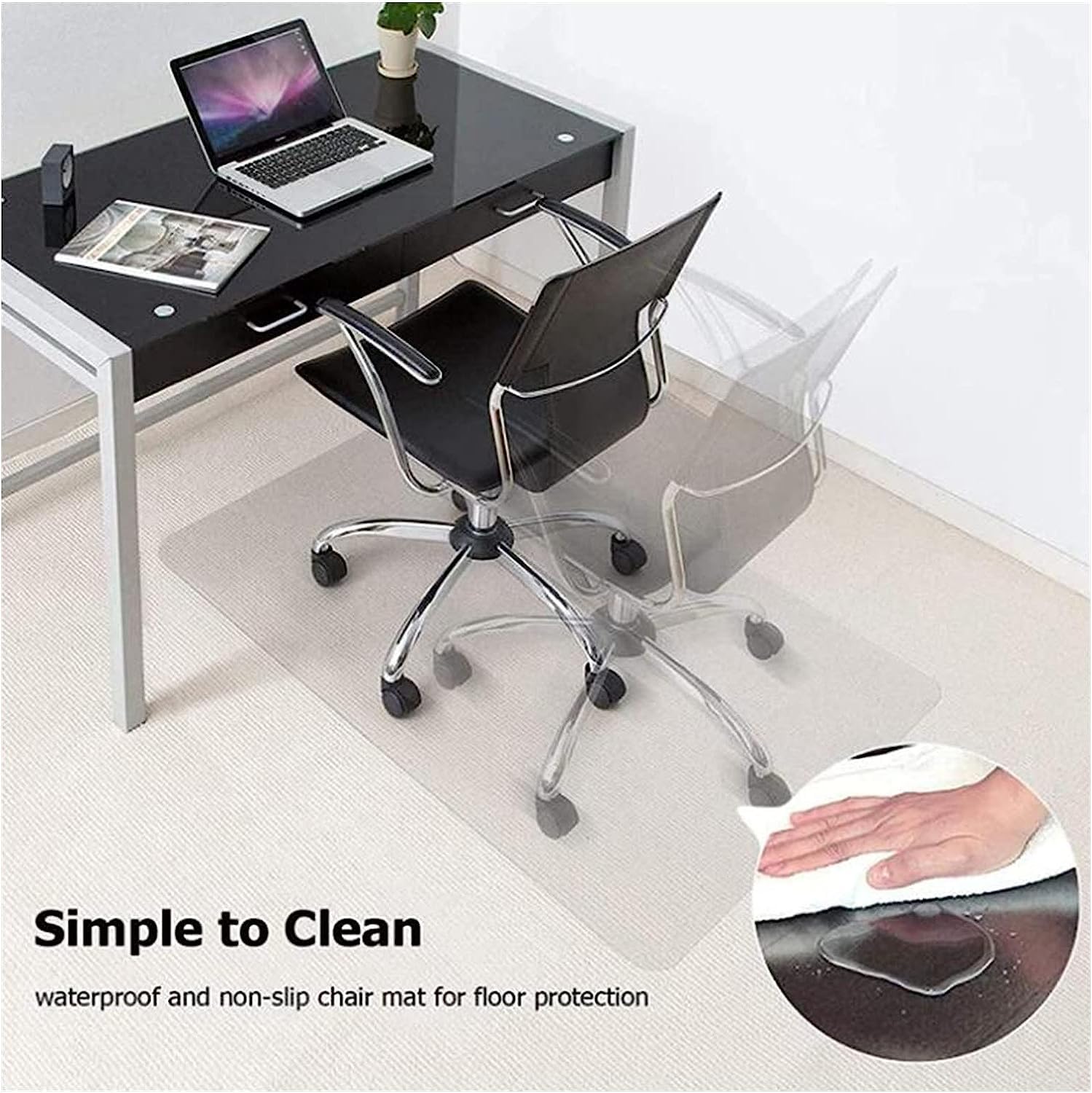 Tapis de Sol Transparent en PVC pour sols durs, Tapis Multifonctionnel pour couloirs, Chambres, Cuisines, Bureaux, pièces à Vivre, épaisseur 2 mm pour Bureau et Maison (80 x 80 cm)