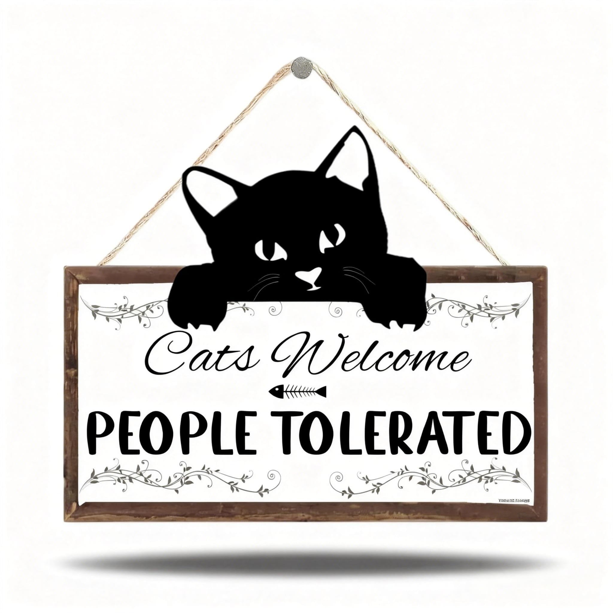 Minwegi Cat 1 Humorous Wooden Cat Sign - Funny Black Cat Decor For Home & Garden - Unique Gifts For Cat Lovers - Durable Engraved Plaque (25X30cm)
