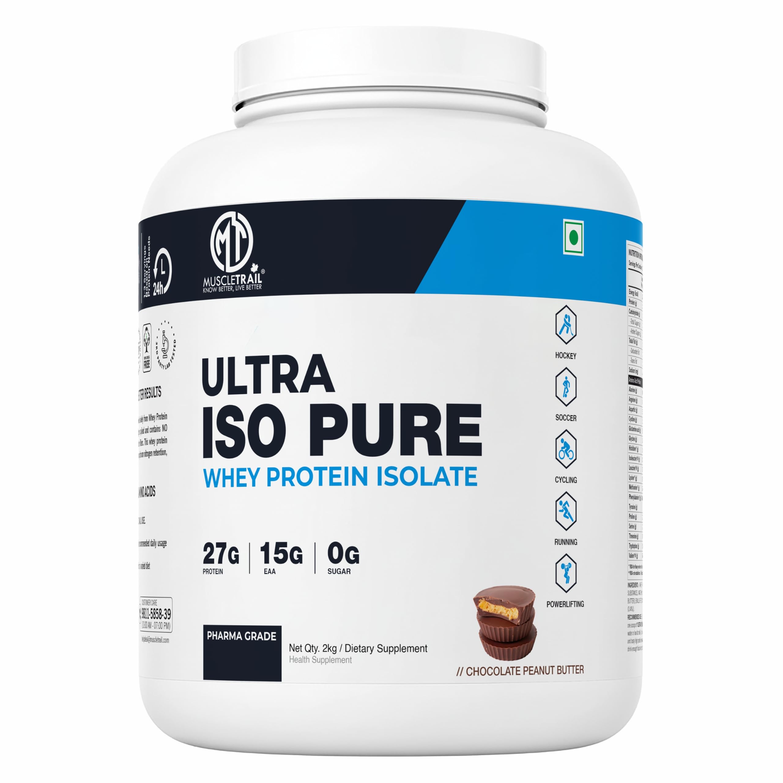 MuscleTrail 100% Whey Protein Isolate, Pharma Grade,65 Servings, 27g Protein, 15g EAA, 0g Sugar (2KG, kesar kaju pista) — Amazon image 12