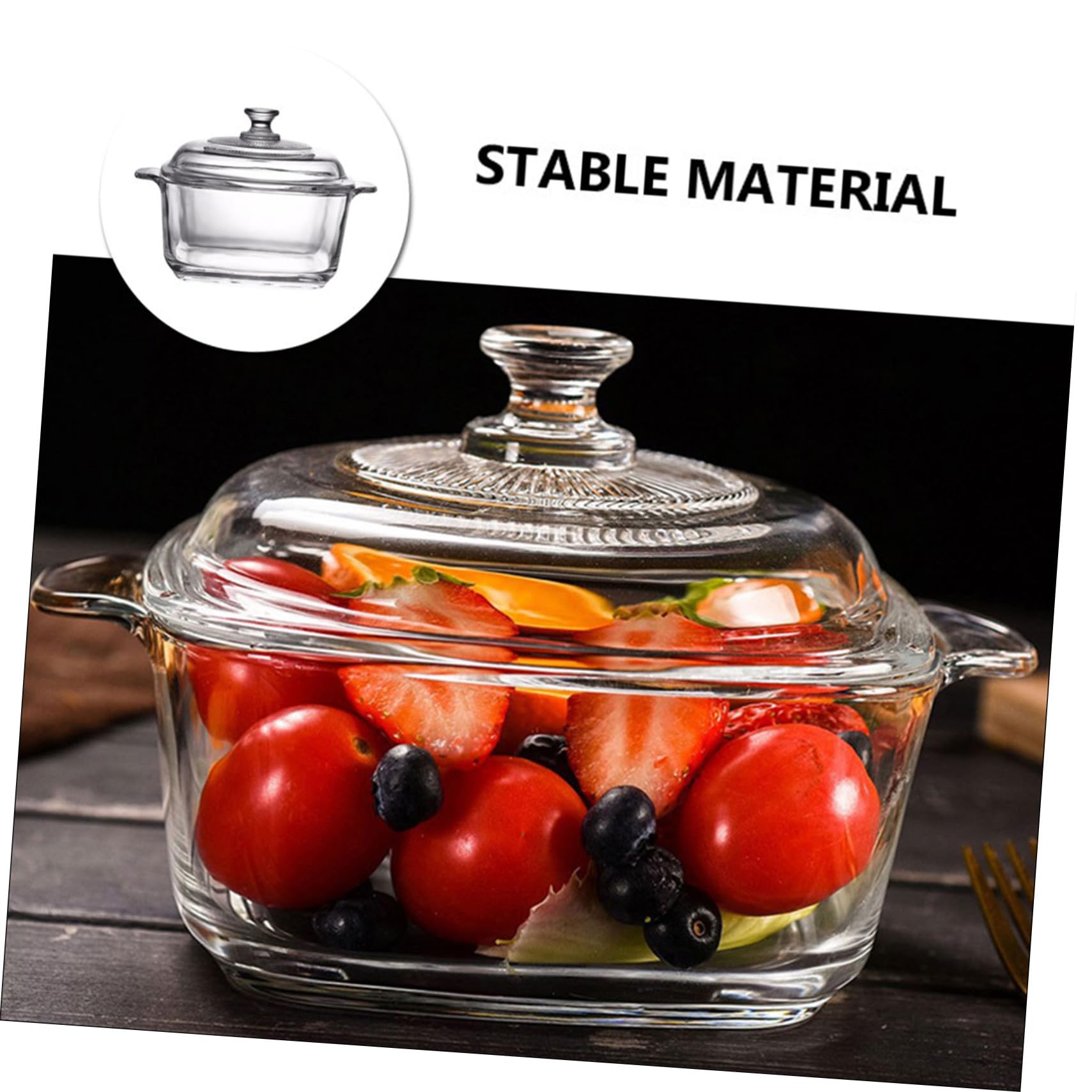 Mikrowellengeeignete Bruchsicher mit Deckel 1l Glasschüssel Hitzebeständiges Glas mit 2 Griffen für Snack Riegel und Kühlschrankgebrauch