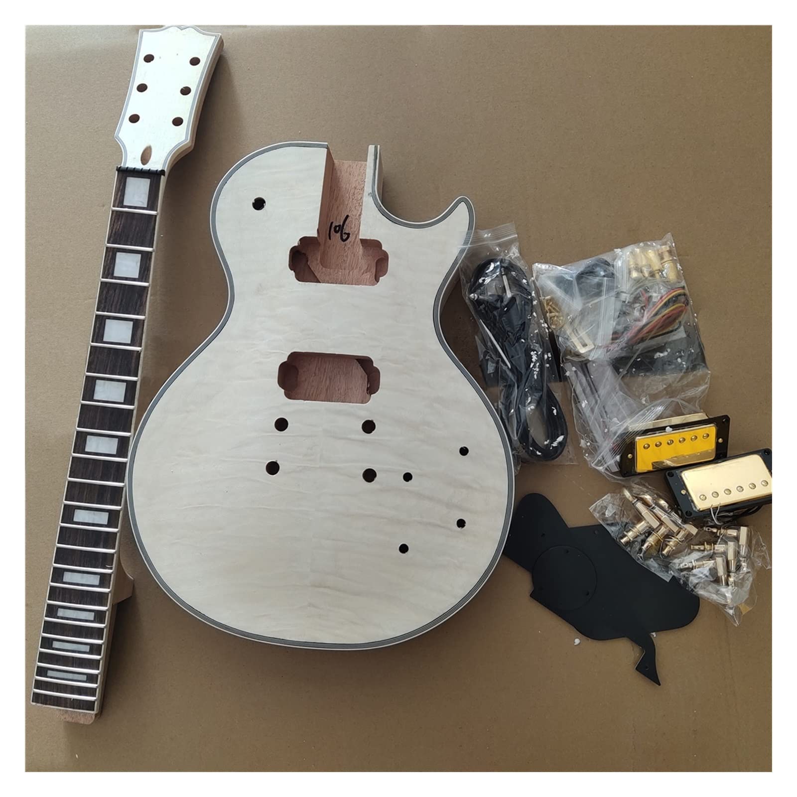 1 Zestaw Niedokończonej Gitary Elektrycznej Szyi I Ciała Zestaw Gitarowy DIY Część Cały Sprzęt Niedokończony zestaw gitary elektrycznej