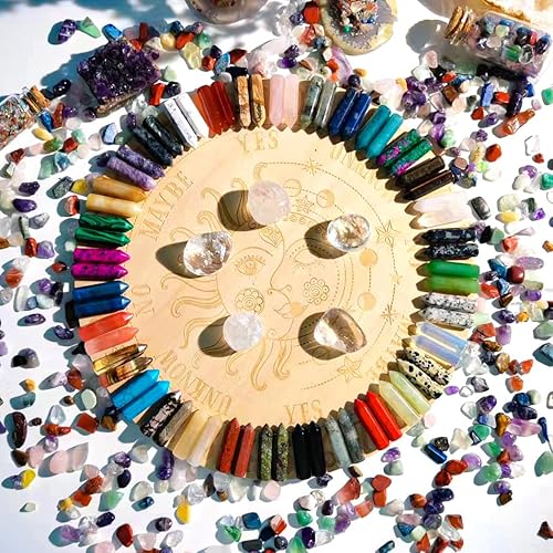 Miniatura 4 de QINJIEJIE Juego de 64 piezas de varitas de cristales y piedras a granel, puntas de cristal de cuarzo rosa, amatista, ojo de tigre, piedras preciosas