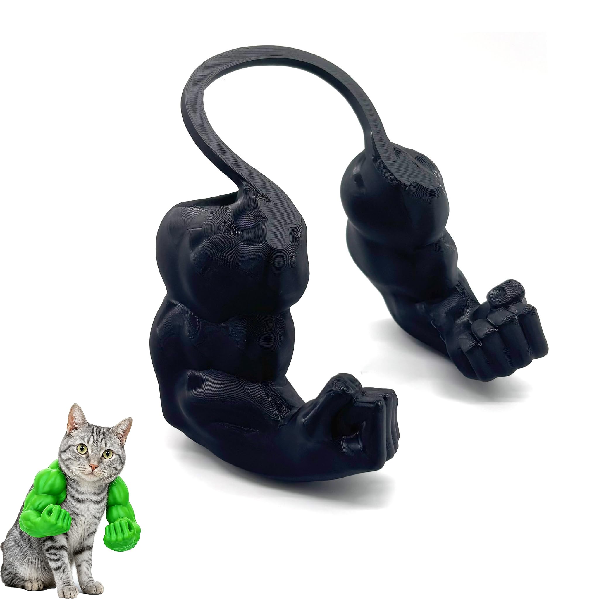 BRTNUP Cat Muscle Arms Costume, Black 3D Printed Muscle Arms for Cats