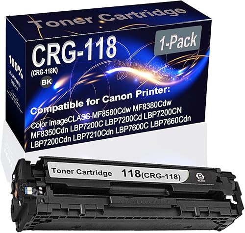 Paquete de 1 cartucho de tóner láser compatible con MF8580Cdw MF8380Cdw MF8350Cdn LBP7200C LBP7200Cd (alta capacidad), repuesto para Canon CRG-118