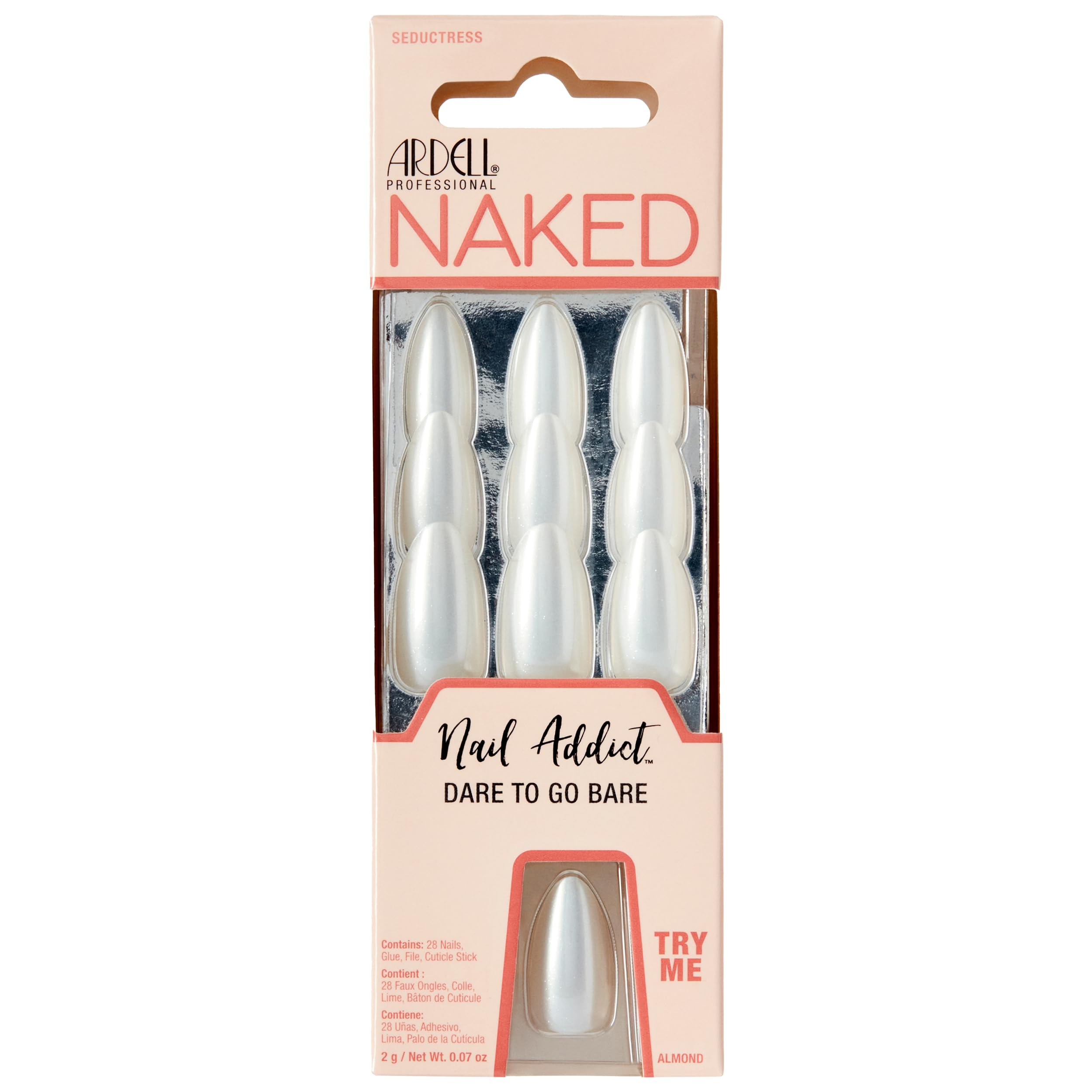 Ardell Nail Addict Naked Seductress, Press On Nails, Medium Almond Shape, Nail Kit, 1-Pack