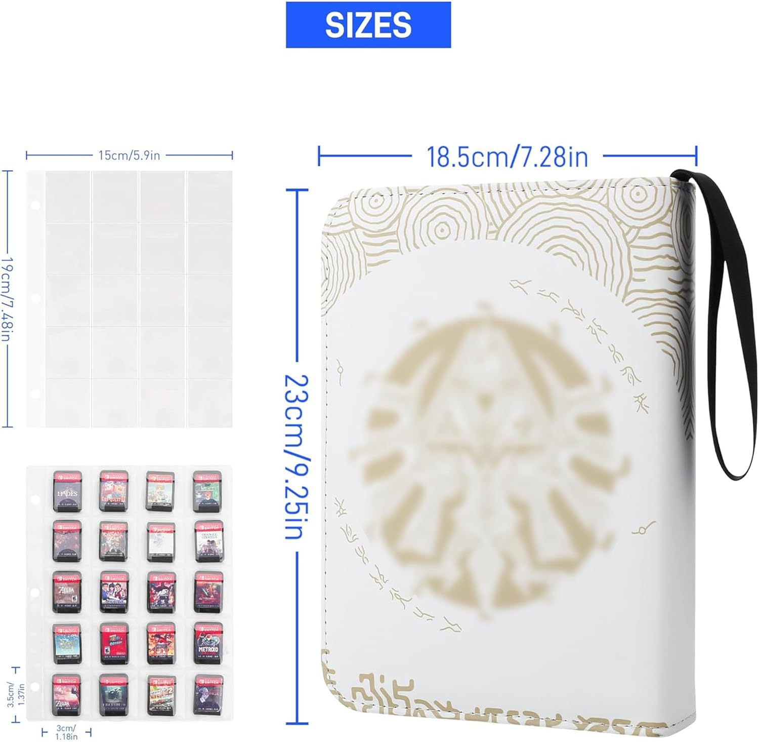 RHOTALL 300 Pockets Cards Binder Holder Compatible with Zelda Tears of the Kingdom Mini Amiibo Cards,with Animal Crossing Mini Cards,Trading Album Display Holder for Amiibo Cards,Game Cards, SD Cards