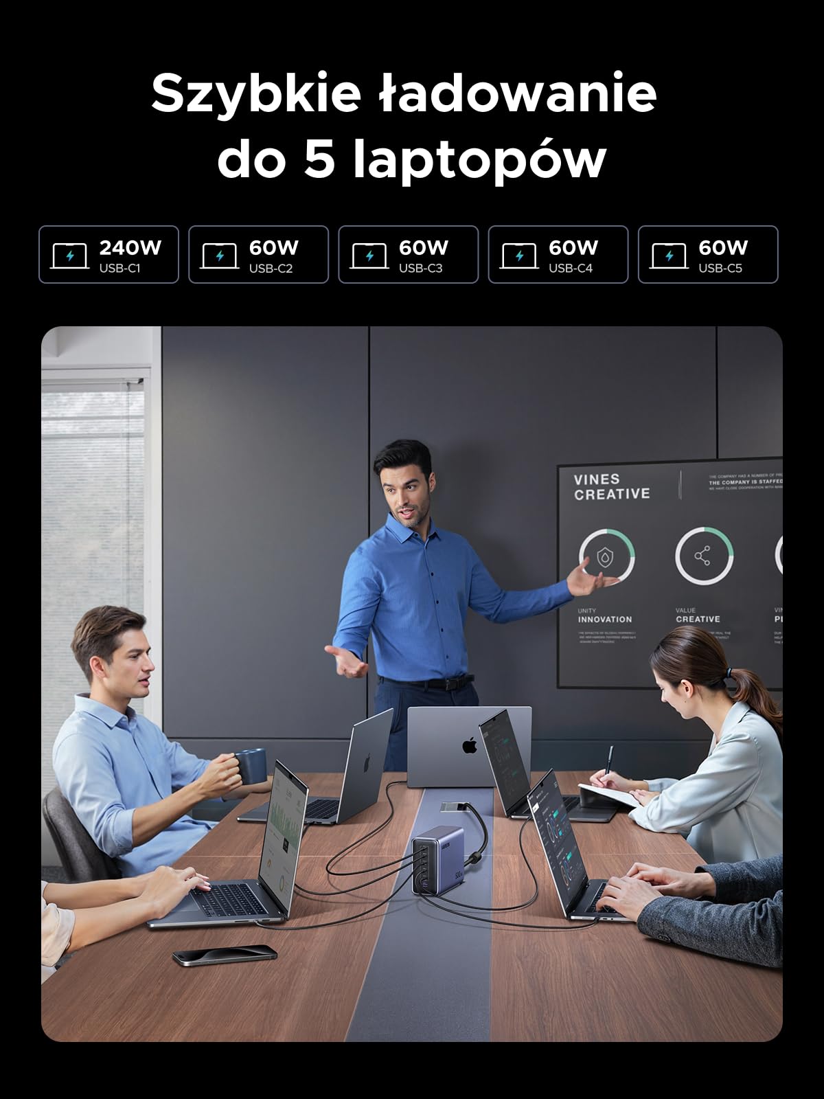 UGREEN Nexode Ładowarka 500 W USB-C, 6 portów, PD 3.1 maks. 240 W na port | Stacja ładująca GaN, ładowarka biurkowa, idealna do biura, kompatybilna z MacBookiem, iPadem, iPhone'em serii 17-8