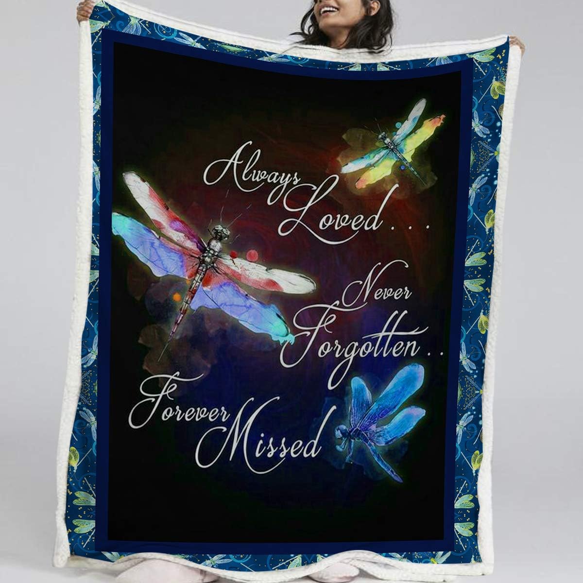 Blessliving Blue Dragonfly Throws and Blankets Neon Dragonflies Home