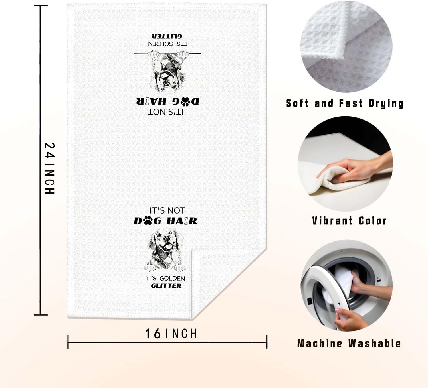 Cute Golden Retriever Bathroom Hand Towels, Golden Retriever Gifts for Women Dog Lovers Decorative Hand Towels for Bathroom Washroom,Funny Dog Kitchen Dish Tea Towels,16x24 Inch - Image 7