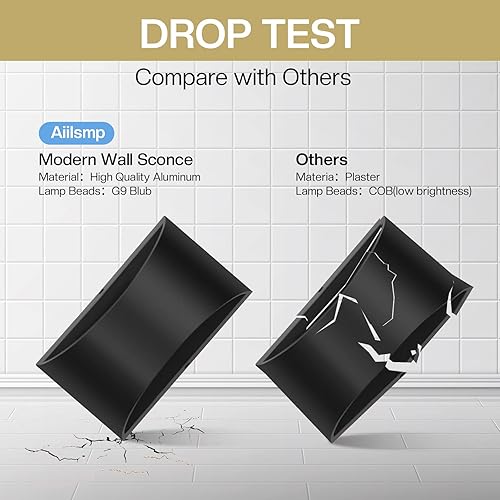 Miniatura 5 de Aiilsmp Paquete de 4 apliques de pared LED modernos negros para interiores, luces de pared interiores cableadas arriba y abajo, para dormitorio,