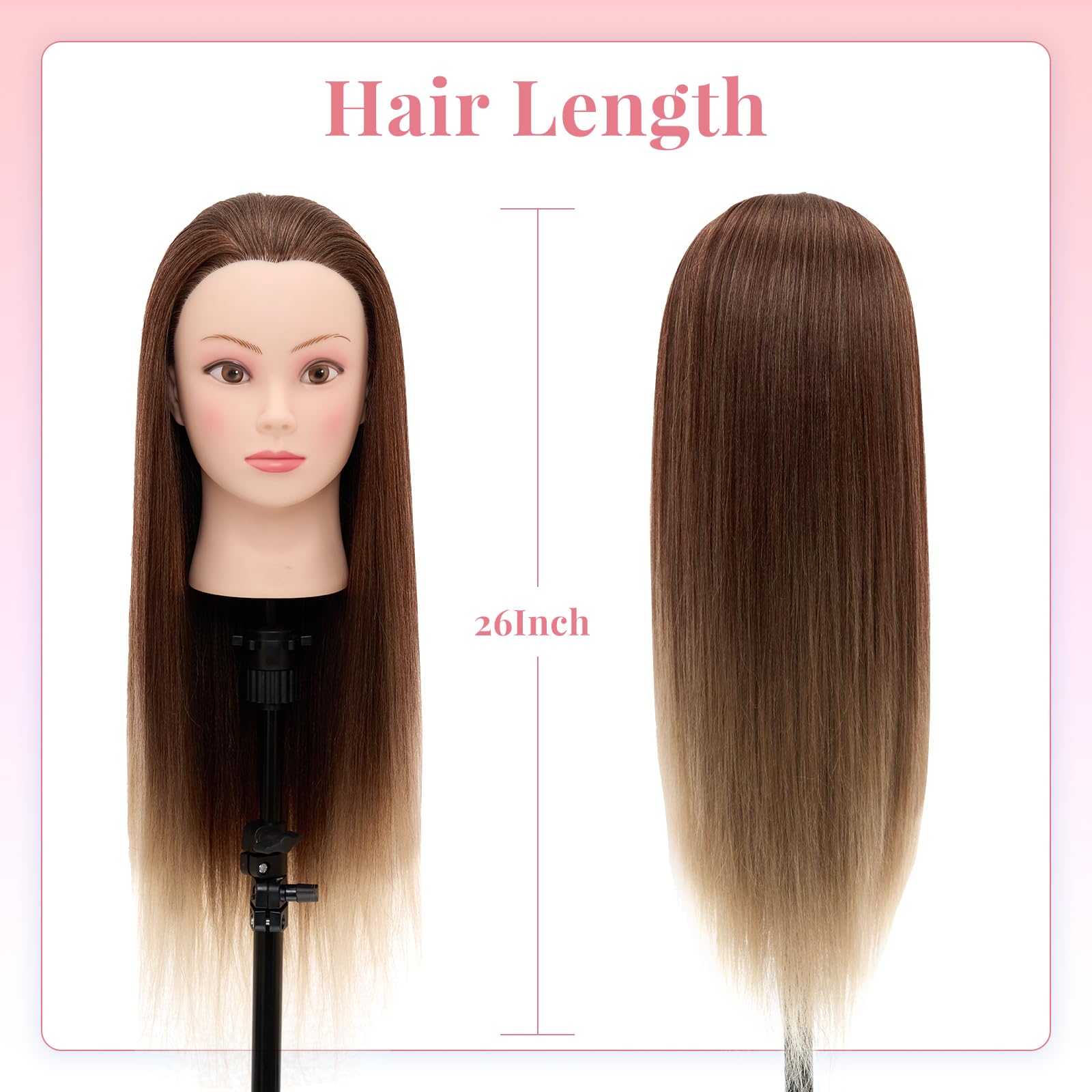 Neverland Beauty & Health Styling Head Training 26inch Doll Stand for Hairdressers Practice Wig Adjustable Metal Tripod Make Up with Eyelashes - Image 2