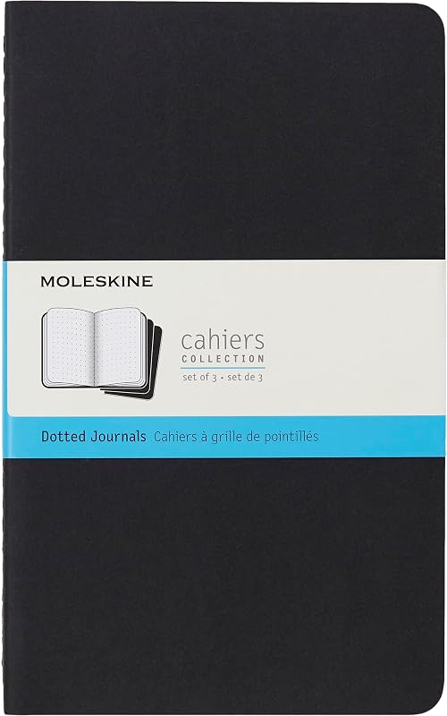 Moleskine Cahier Journal, Soft Cover, Large (5" x 8.25") Ruled/Lined, Black, 80 Pages (Set of 3)