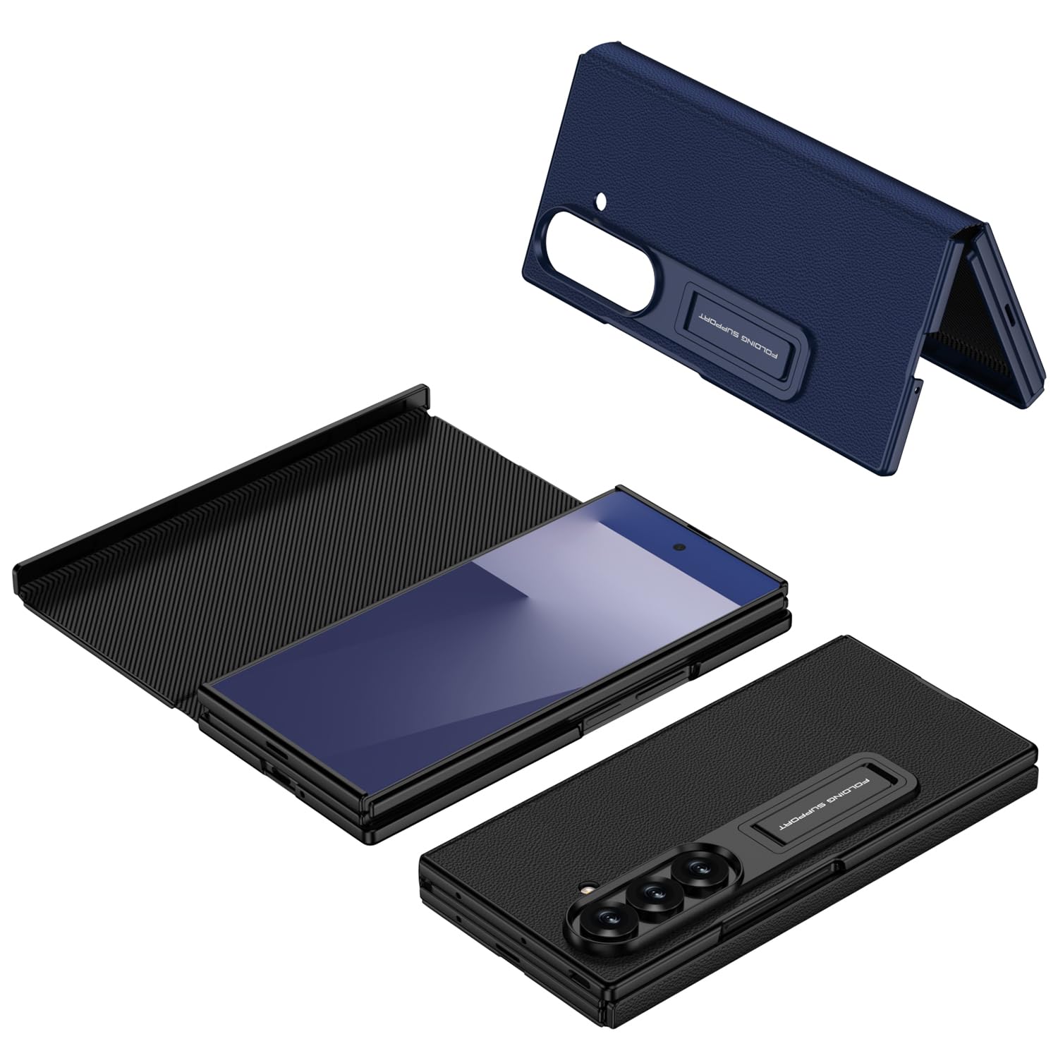 COQUE Funda para Galaxy Z Trifold, Carcasa Plegable con Soporte para teléfono, Funda Plegable de 3 Paneles para Samsung Galaxy Z Trifold-Gris Titanio