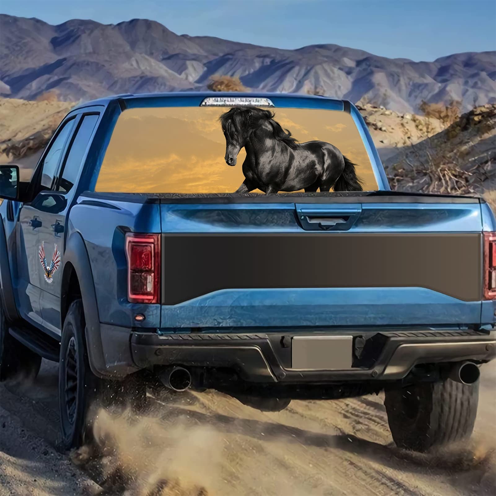 WOKEZ Adesivo del finestrino Posteriore per Auto a Cavallo, Decalcomanie per pellicole perforate per Il Parabrezza Posteriore dell'auto, Adesivi per Auto per camioncine SUV,65x22 inch