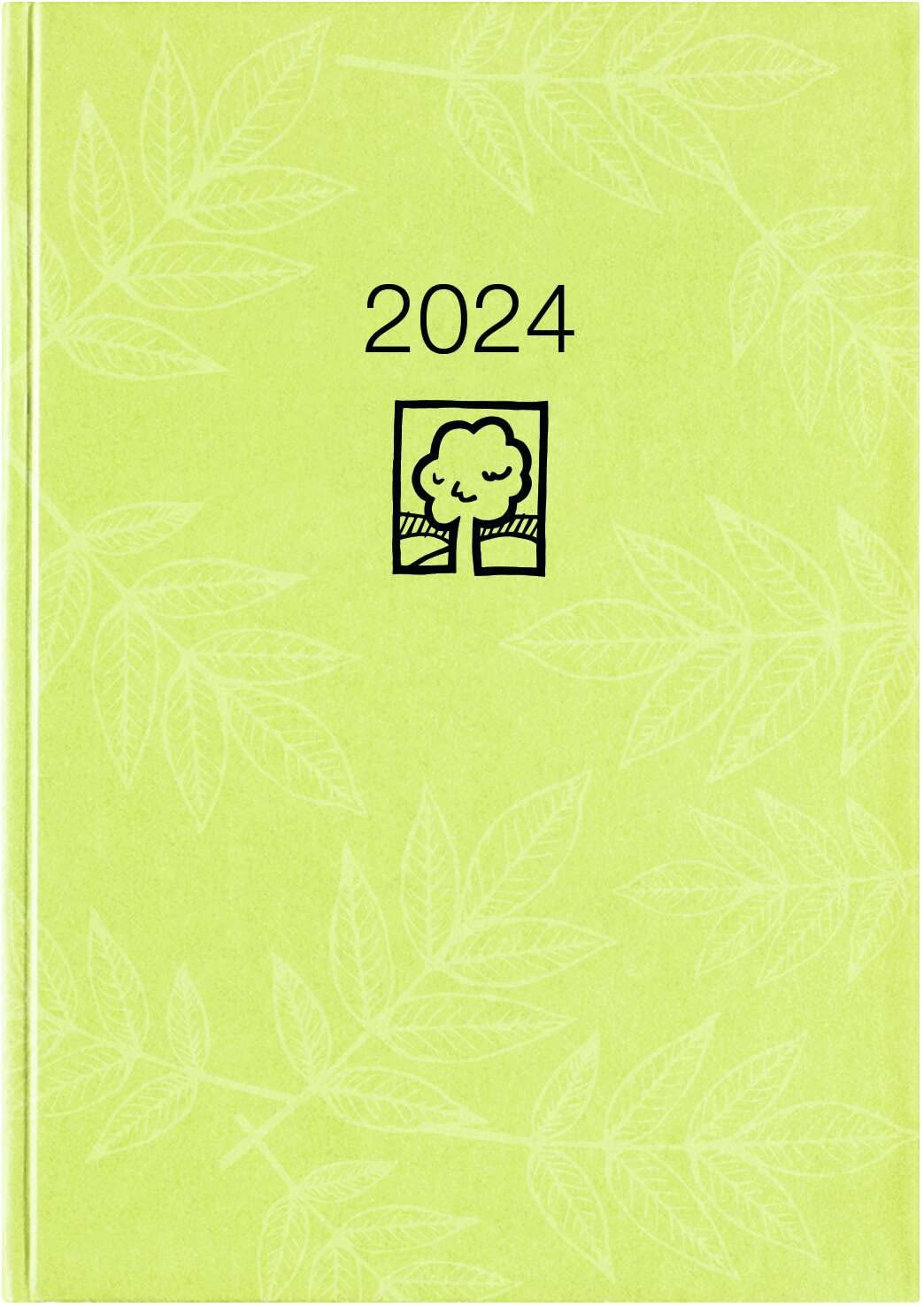 Taschenkalender grün 2024 - Bürokalender 10,2x14,2-1 Tag auf 1 Seite - robuster Kartoneinband - Stundeneinteilung 7-19 Uhr - Blauer Engel - 610-0713