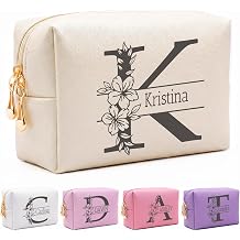 Sparklove Personalized Makeup Bag for Women Teen Girl, Custom Cosmetic Toiletry Bags with Name & Birth Flower, Mothers Day Gifts Bridesmaid Proposal Gifts for Wedding Birthday Party