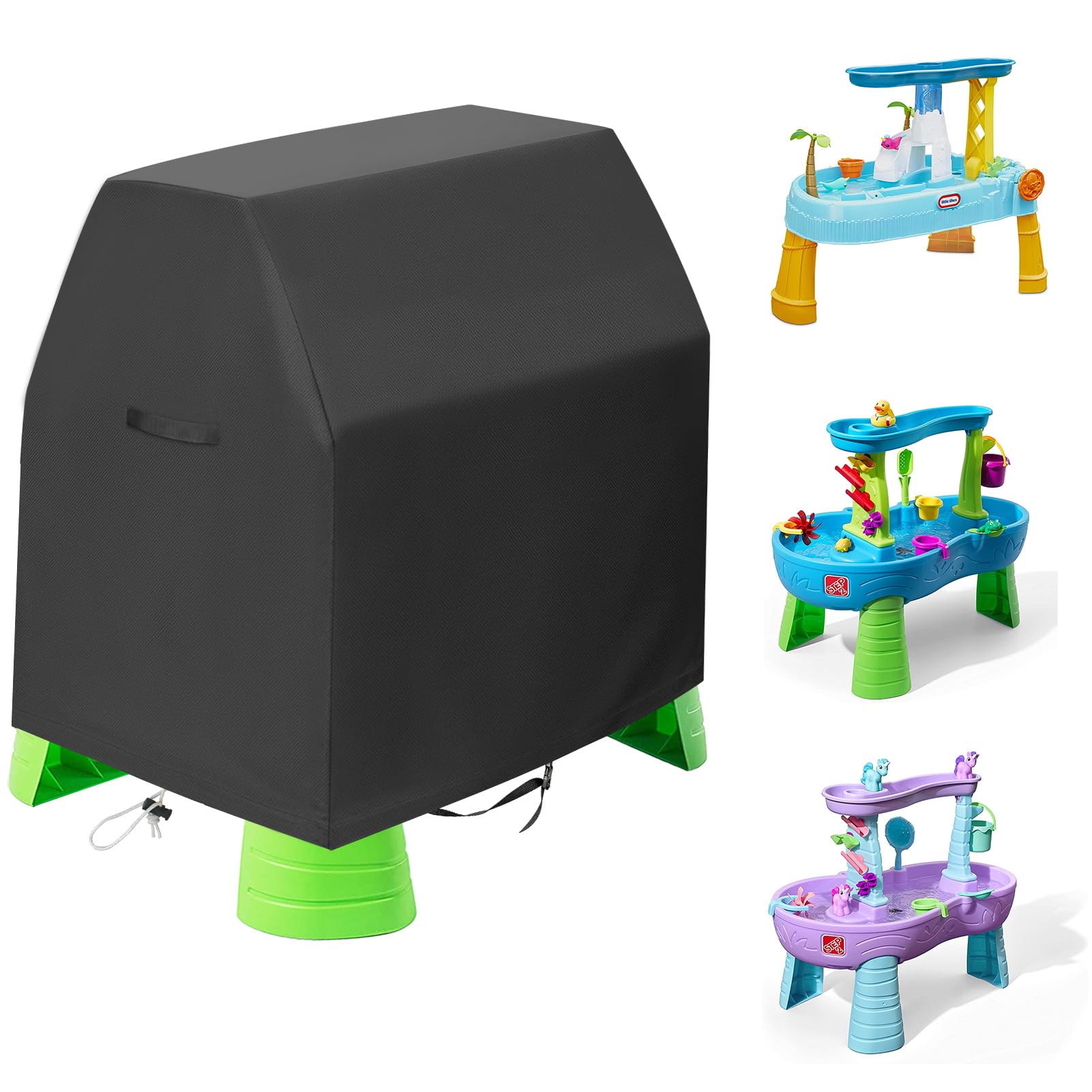 JUDING Kids Water Table Cover Suitable for Step2 Rain Showers Splash Pond Water Table， Waterproof and Dustproof UV Protection Outdoor Toy Cover Heavy Duty 600D Oxford