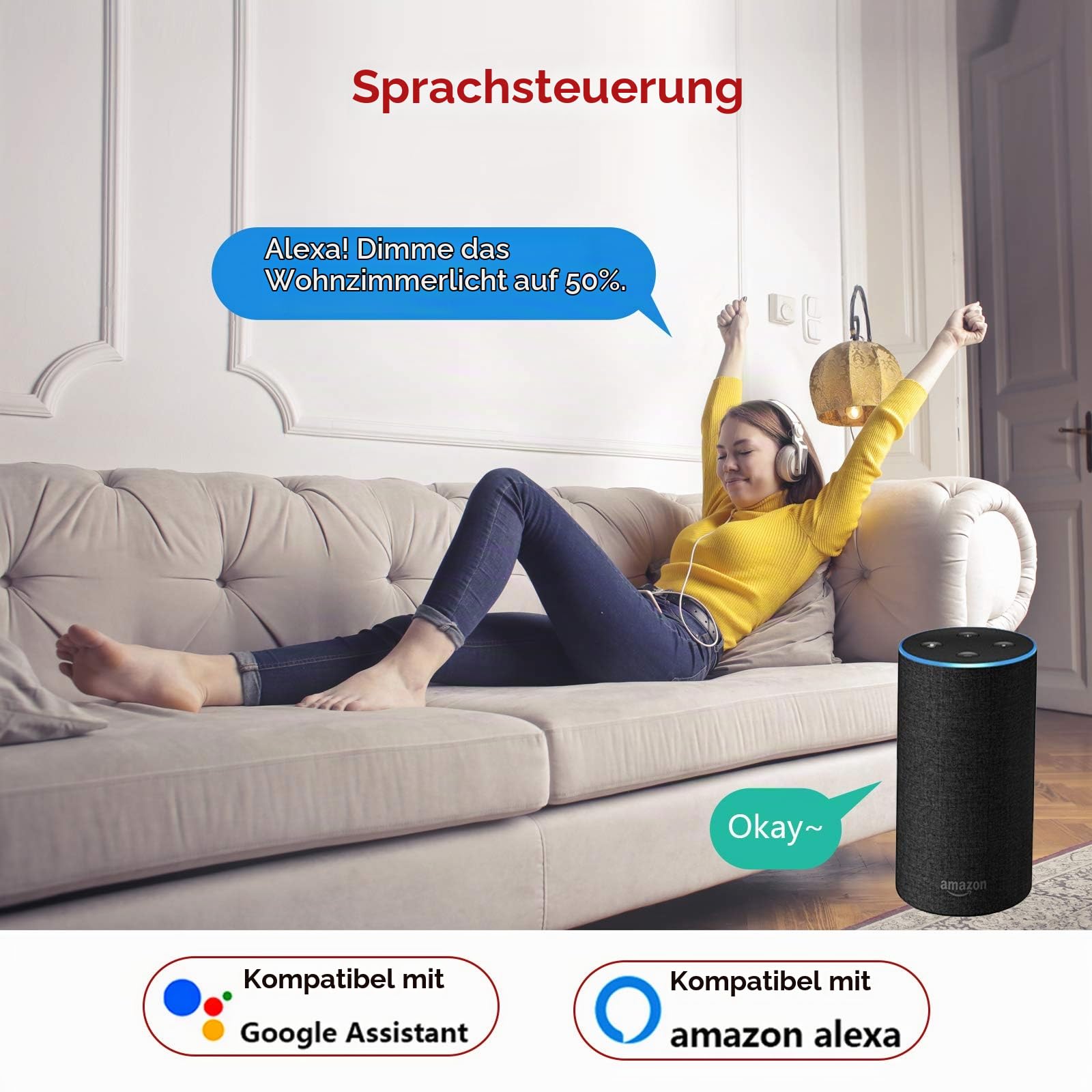 Zigbee Dimmschalter, 230V Phasenabschnitt Drehdimmer für dimmbare LED/Halogenlampen, Dimmer für LED Lampen, 5-200W, Kompatibel mit Philips Hue, Alexa und Google Home, ohne Klemmkrallen