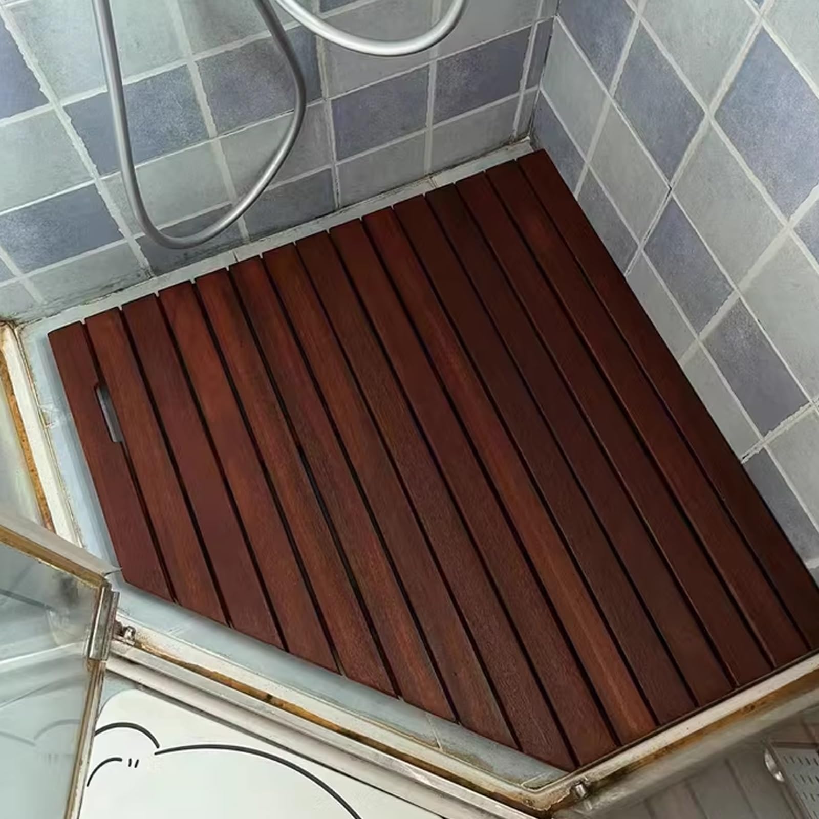 QWEASDF Pedana Doccia Legno,pedana Legno Doccia,Tappetino Doccia in bambù,Tappetini da Doccia,pedana Doccia Esterna Giardino,per Spa, Cucina, Ingresso, Ufficio(75x100cm/30x39in)
