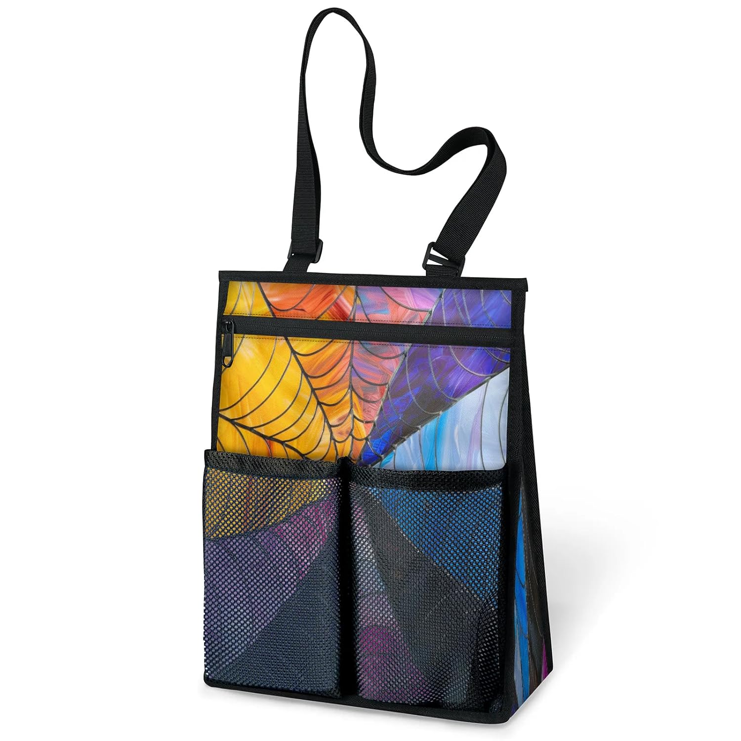 Ourtheme Colorful Spiders Webs Portable Shower Bag for Travel Gym Camp Beach Tote Shower Caddy Bags Hanging Toiletry