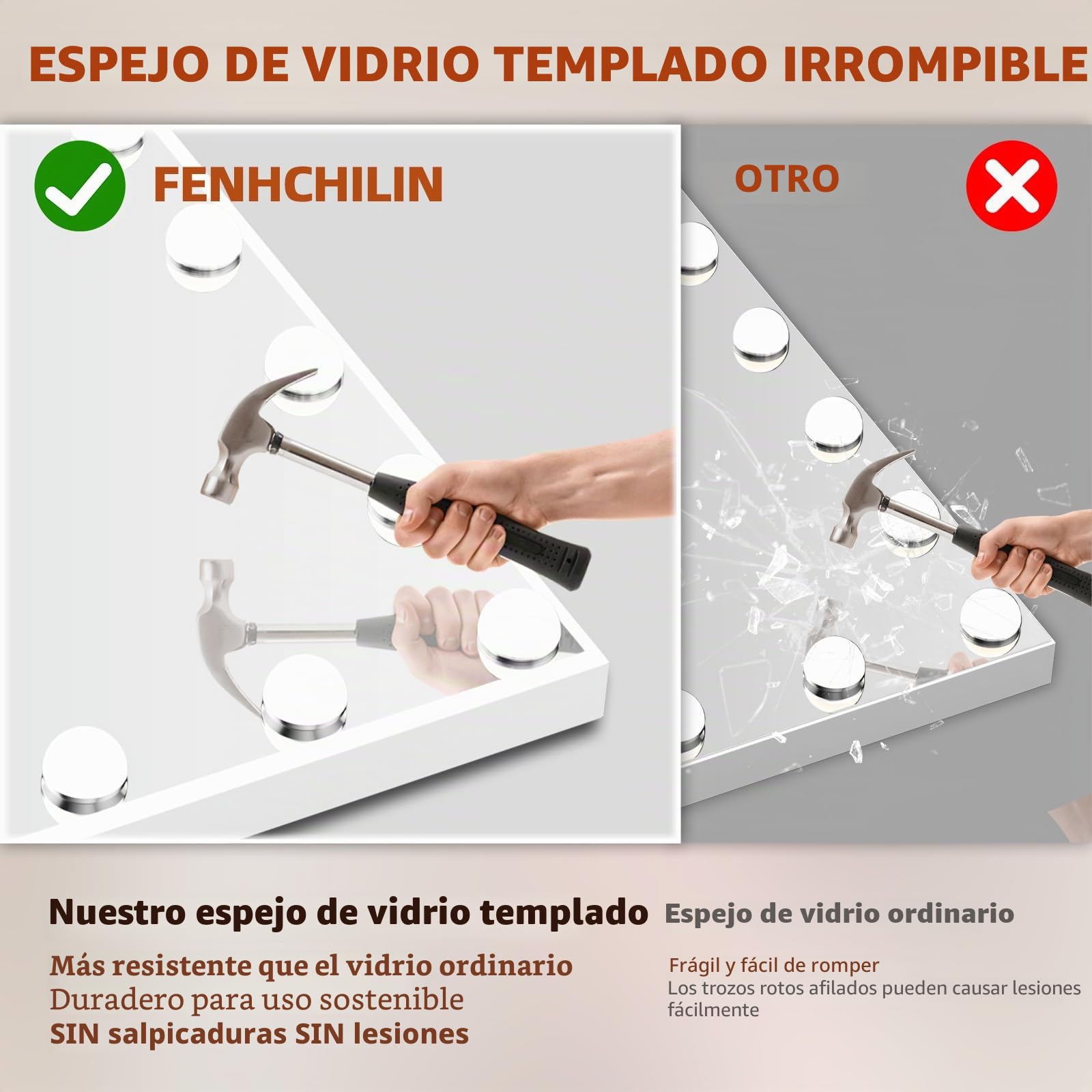 FENCHILIN Espejo Grande de Pared, de Maquillaje con Altavoz. Tocador con 18 Lámparas LED Regulables Puerto de Carga USB. Hollywood con Luz de Mesa 80x58cm