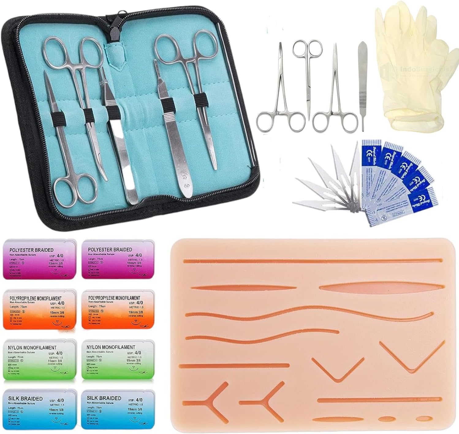 FELTHOUSE Suture practice kit suturing practice kit suture pad suturing kit Ultimate Suture Practice Kit - Suturing Practice Set with Suture Pad - Ideal for Medical Students & Training Professionals
