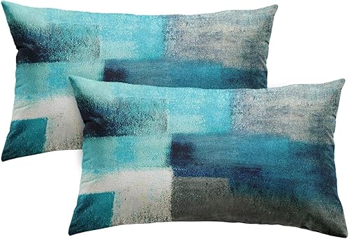 Vista 124 de Britimes Fundas de almohada modernas para decoración del hogar, 18 x 18 pulgadas, juego de 2 fundas de almohada decorativas, fundas de almohada Gris