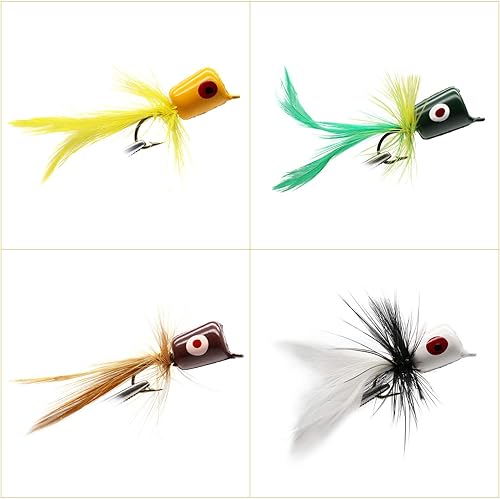 Miniatura 3 de Bass Popper Fly Dry Fly - Kit de moscas de pesca con mosca seca Panfish Bass Fishing Popper Topwater Cebo