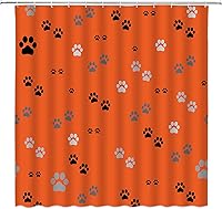 Vista 5 de Cortina de ducha con estampado de patas, lindo gato, perro, mascota, pata de mascota, juego de decoración de baño con ganchos