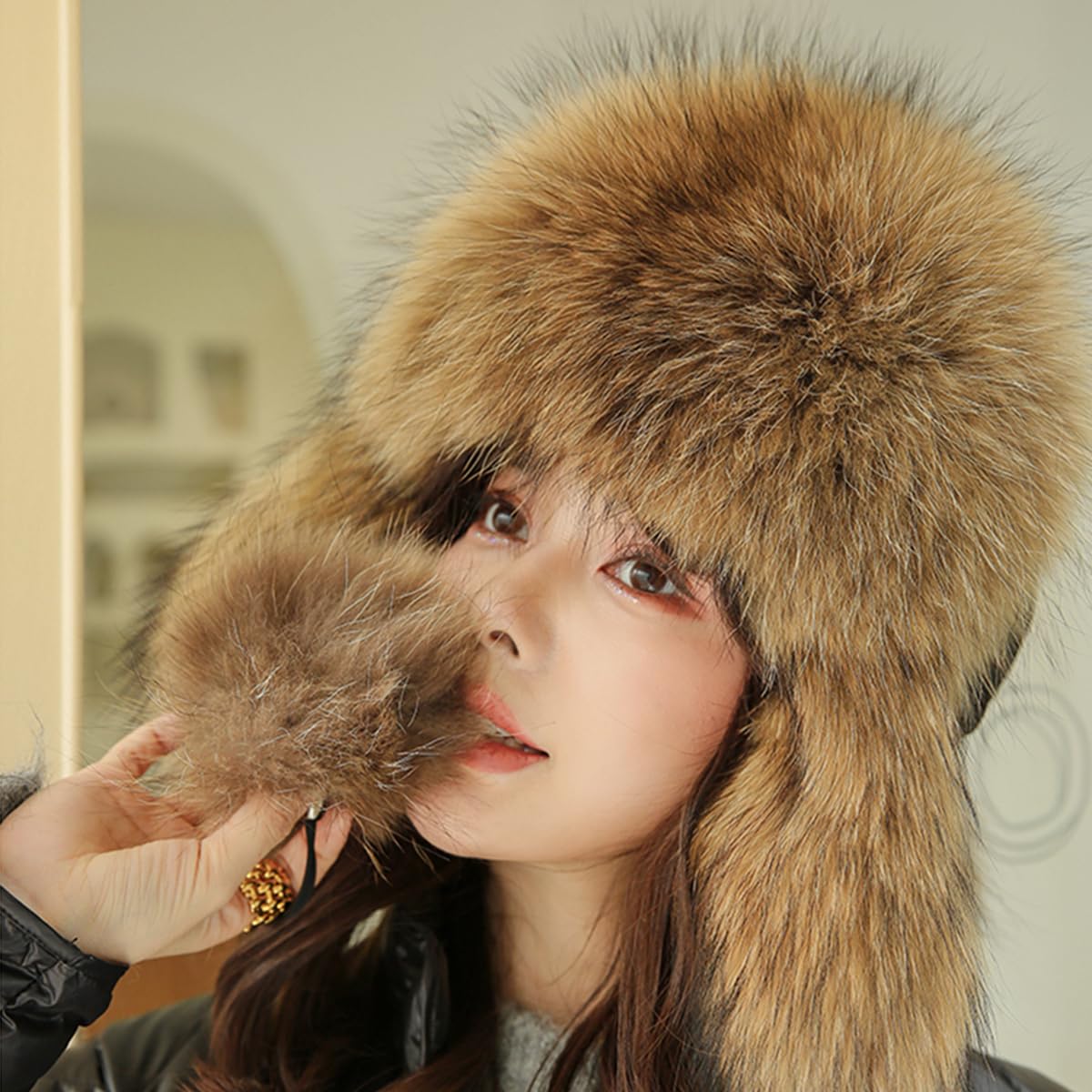 Cappello da Cacciatore in Pelliccia Sintetica con Paraorecchie, Berretto da Neve Caldo Invernale Impermeabile Cappello Ushanka Russo da Donna