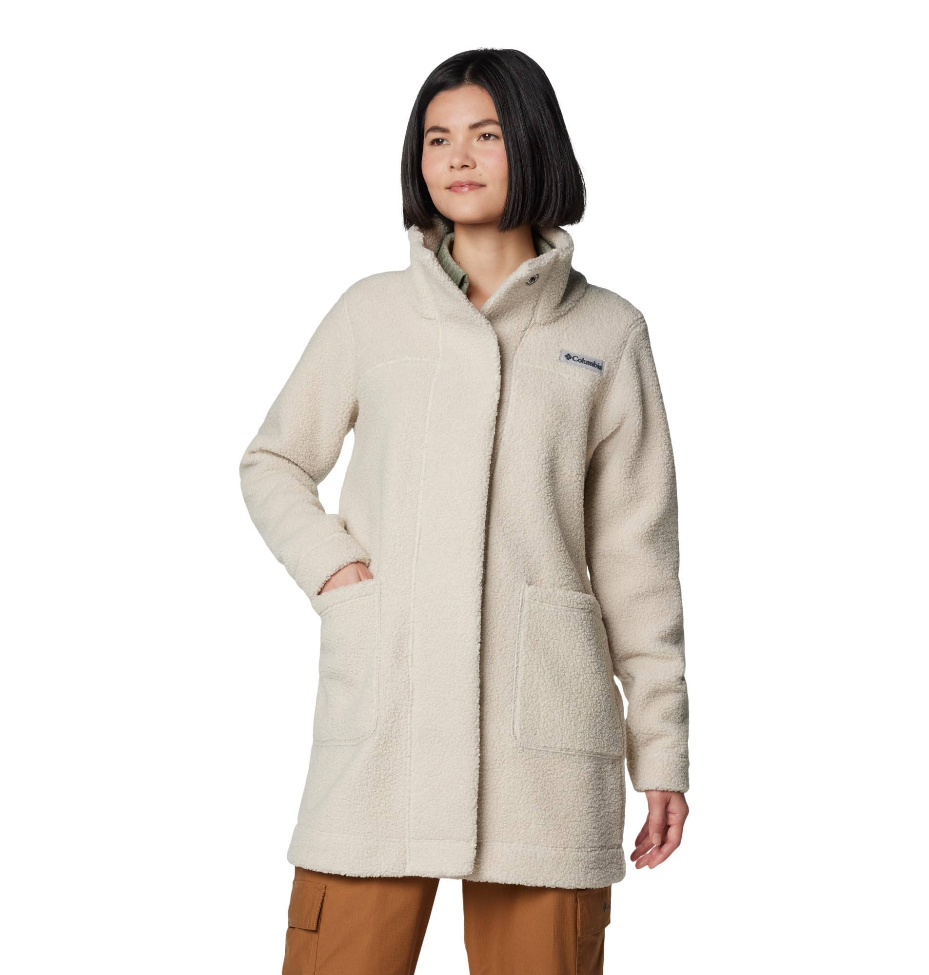 Columbia Panorama - Chaqueta larga de forro polar para mujer, color piedra oscura, talla XXL