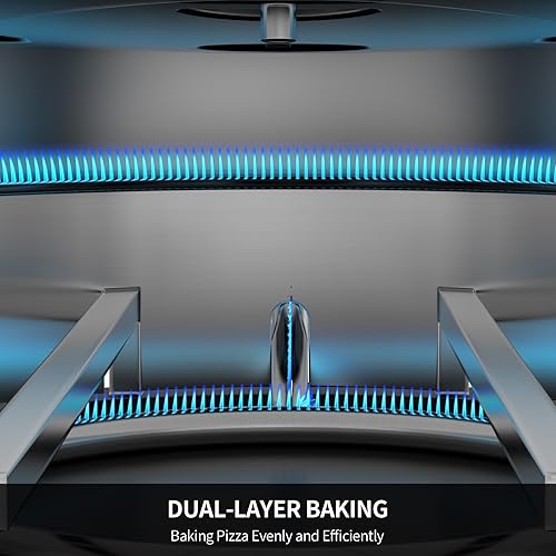 Miniatura 5 de Horno de pizza de 16 pulgadas para exteriores, horno de pizza a propano con piedra de cordierita, termómetro integrado, a gas para patio trasero y