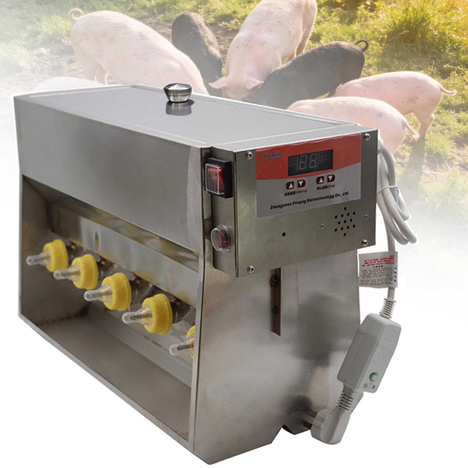 Alimentador automático de leche de lechones con 10/14 pezones, máquina de succión de temperatura constante para lechones y corderos, capacidad de 14 cabezales para una alimentación eficiente