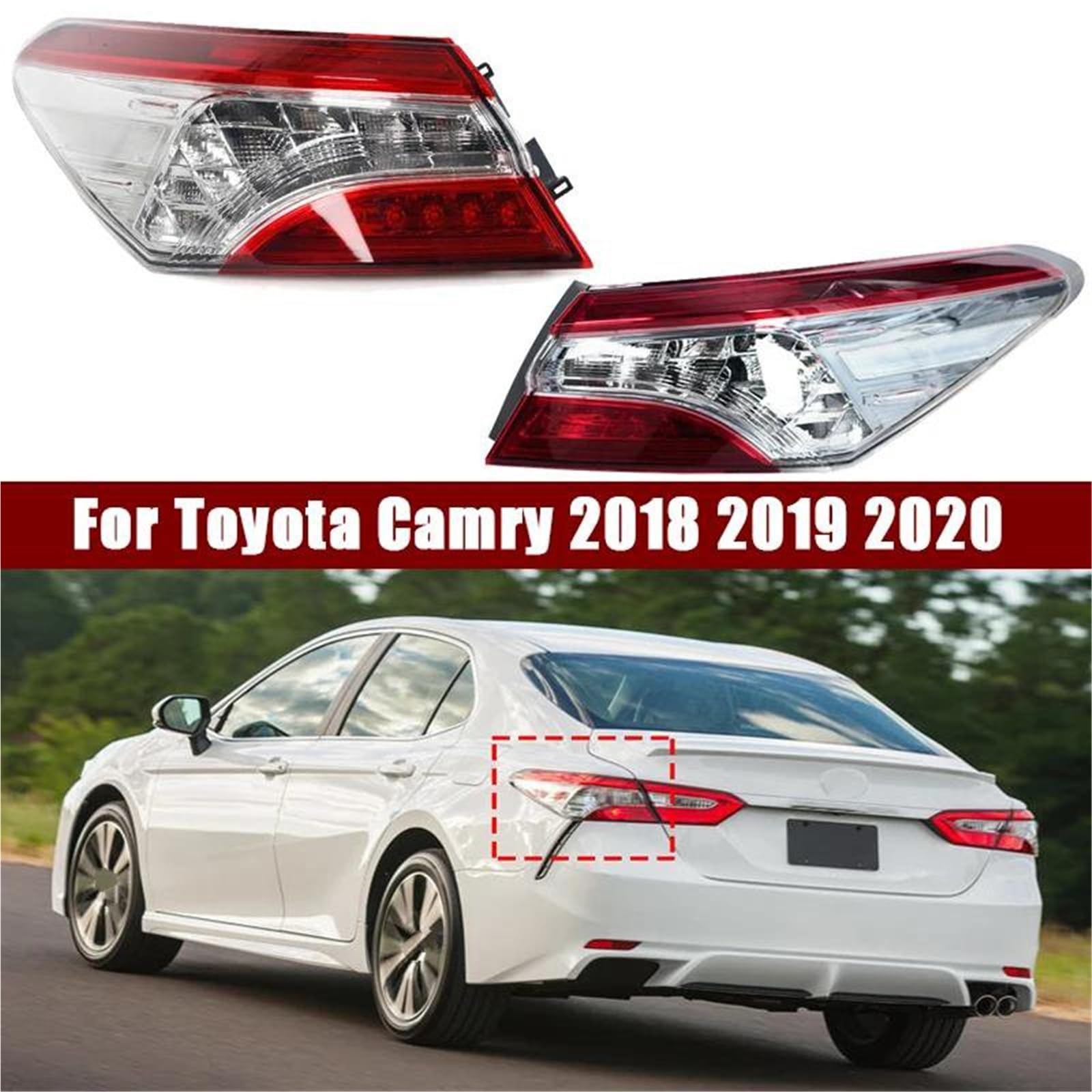 Luz Trasera Para Toyota Para Camry 2018, 2019 Y 2020: Luz Trasera LED Con Intermitente, De Freno Posición Exterior. Accesorios Para Coche(LED Left)