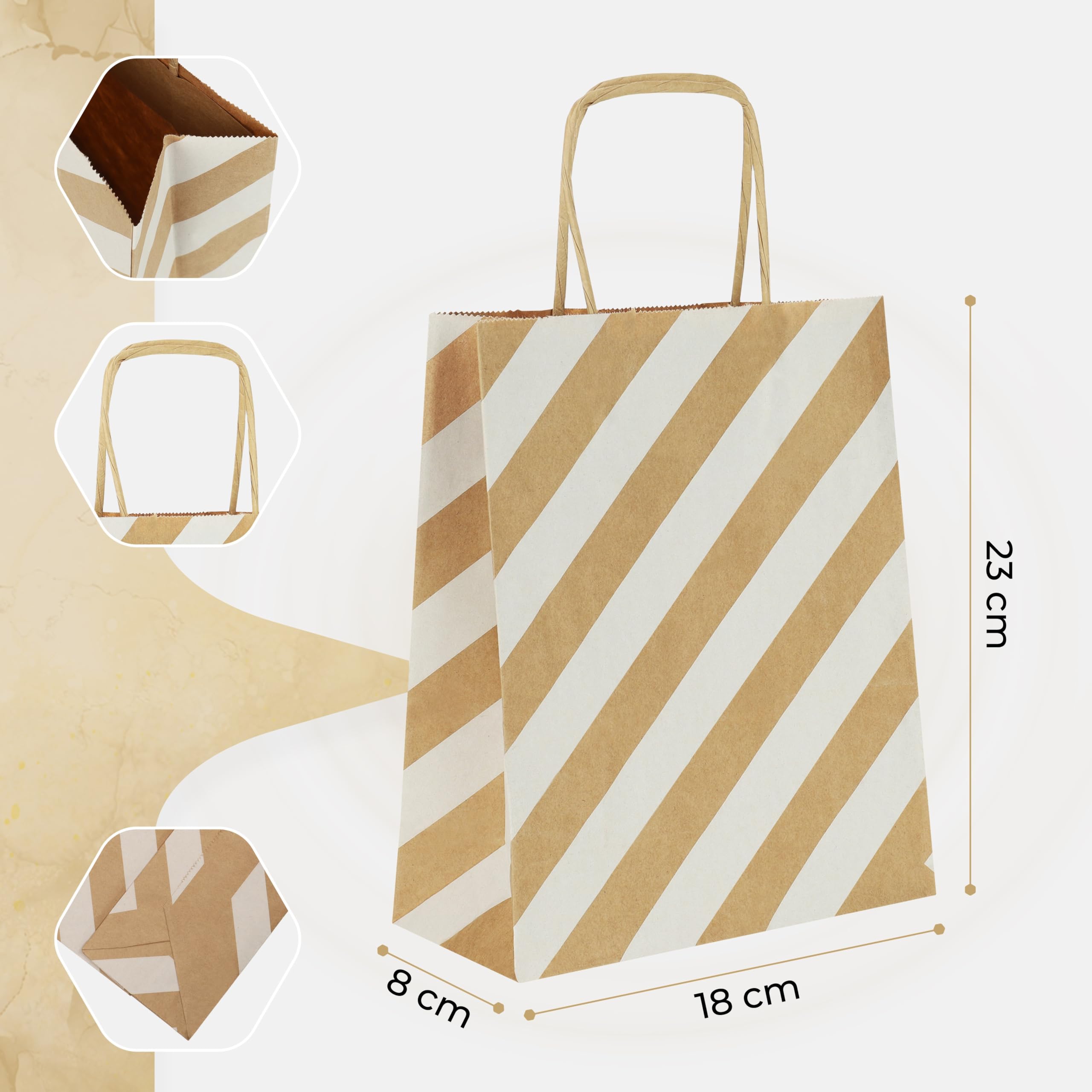 Pakomat papieren zakken bruin 18x22cm, 25 stuks – kraftpapieren zakken met handvat, cadeauzakjes voor kinderverjaardag, bruiloft, feest, geschenken & feesten