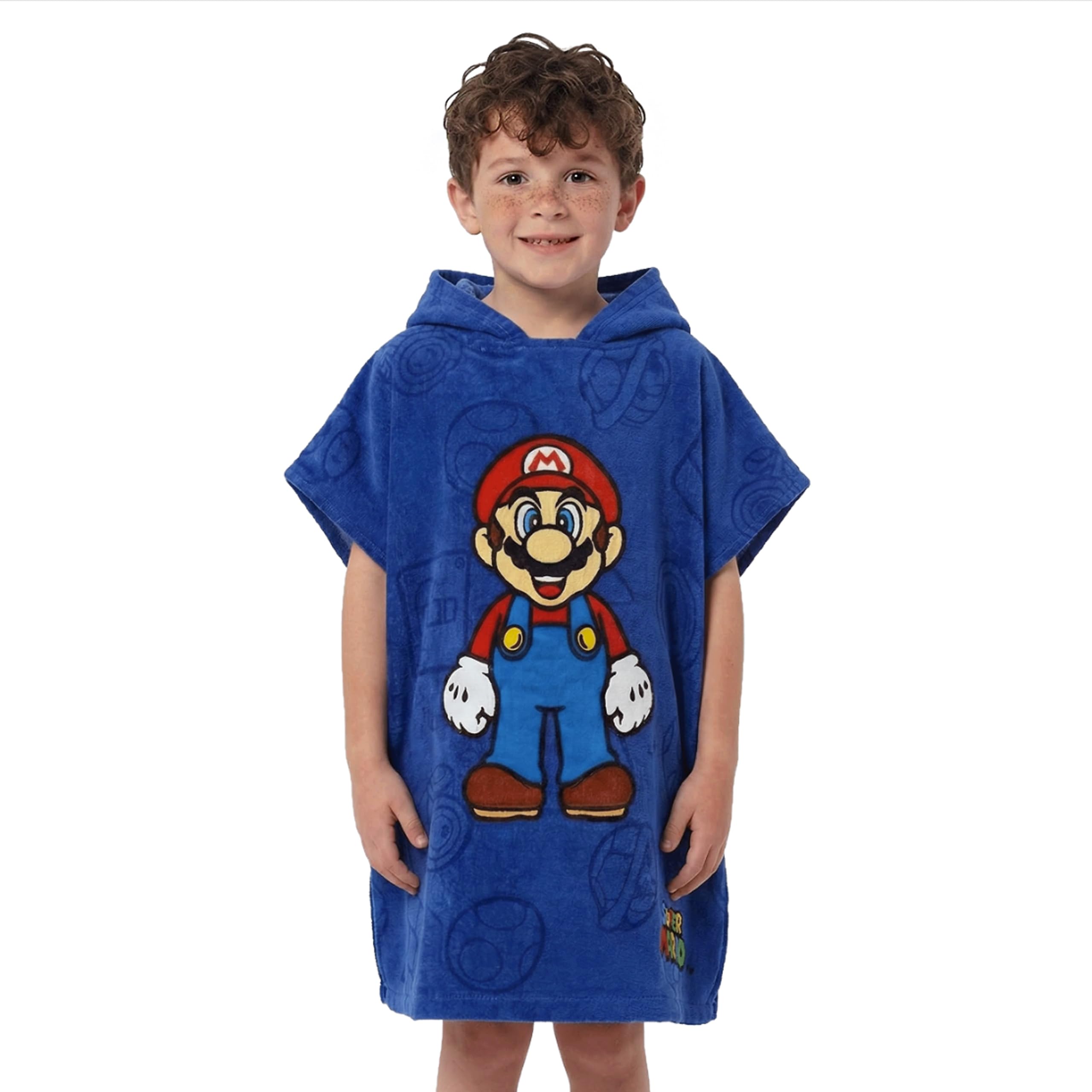 SUPER MARIO BROS Garçons Jeux Serviette à Capuche Poncho Maillots de Bain pour Enfants Taille Unique Bleu