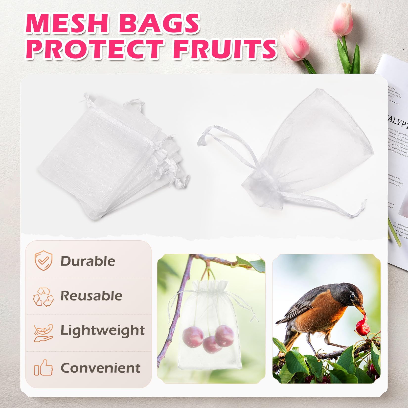 ANZNKU 50PCS White Organza Bags 3x4, Small Gift Bags Bulk for Sachet Jewelry Candy Treat, Mini Mesh Bag Drawstring Goodie Pouch for Wedding Birthday Party Favor Baby Shower & Graduation Gifts