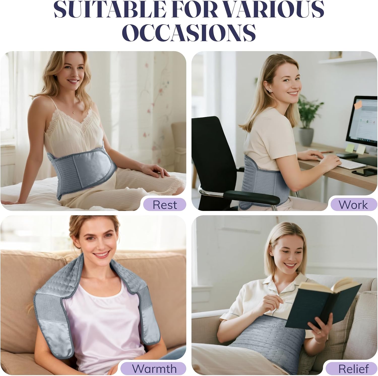 Heating Pad for Period Cramps, Electric Heat Pad with 6 Heat Levels and 4 Times Settings, Moist Heating Pad for Back Pain Relief, Neck, Shoulder, Abdomen, Birthday Gifts for Women and Men - Image 6