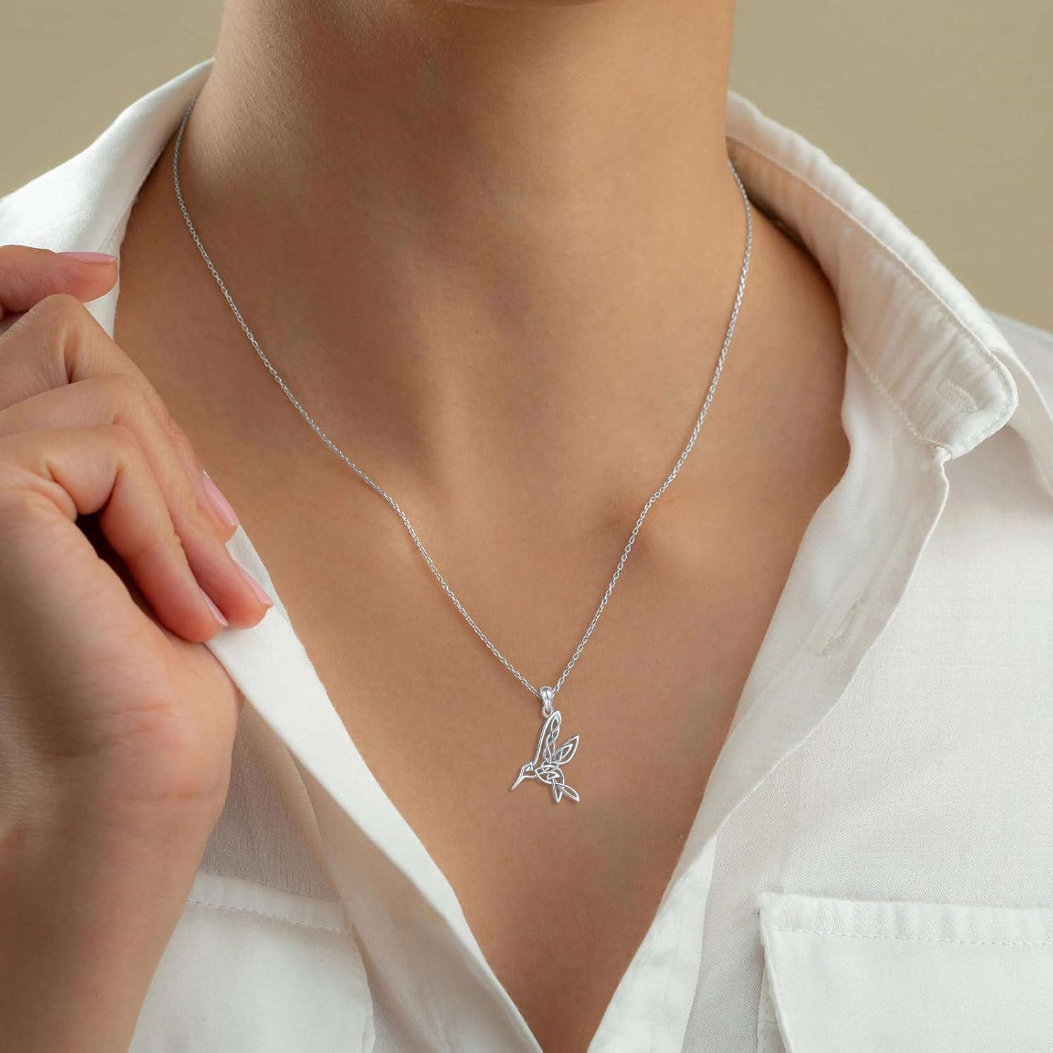 HUAIYU Hummingbird Celtic Pendant Necklace for Women- 925 Sterling Silver Lucky Celtic Knot Humming Bird Necklaces Mother's Day Birthday Christmas Jewelry Gifts for Mom - Image 3